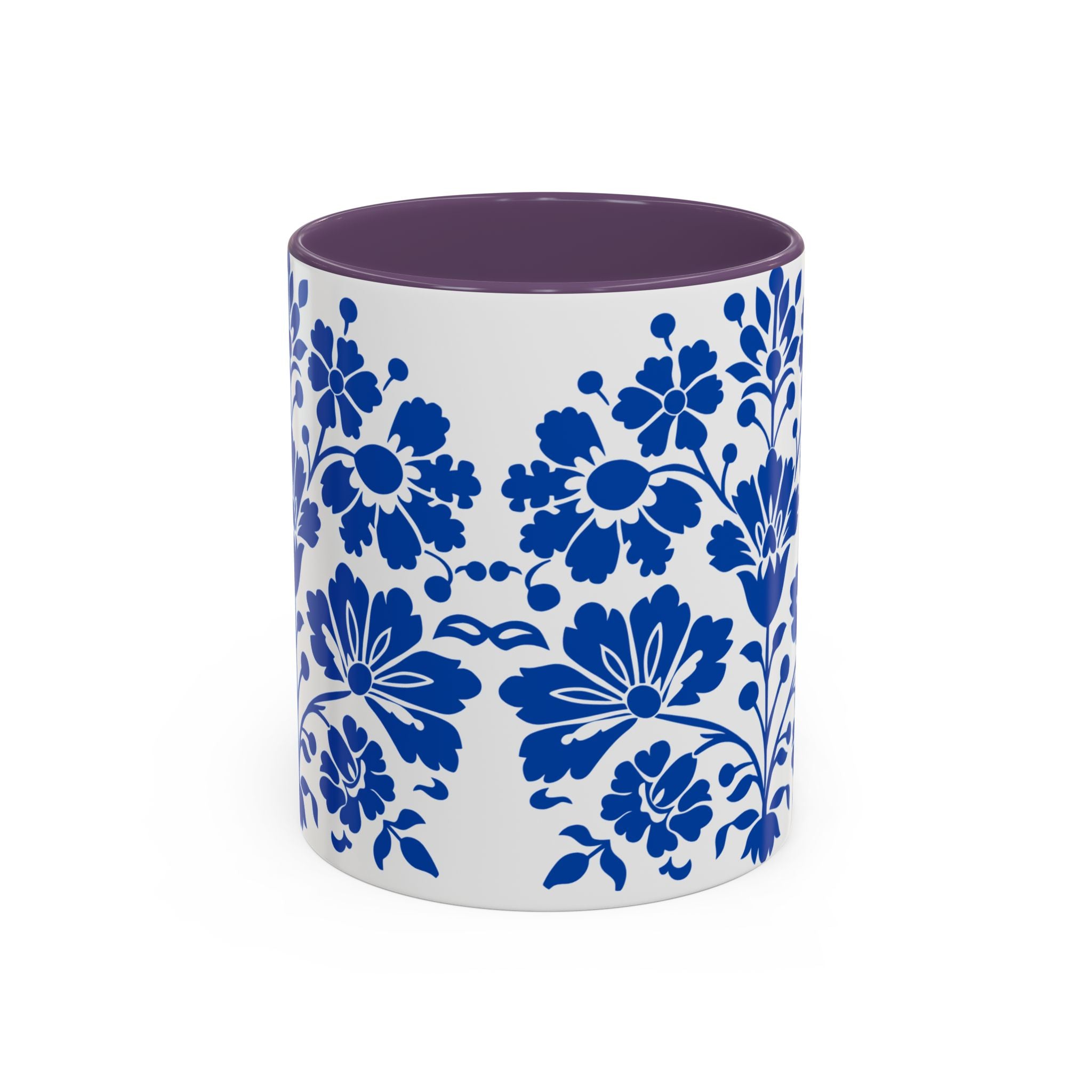 Blue Floral Accent Coffee Mug – Ceramic 11/15oz