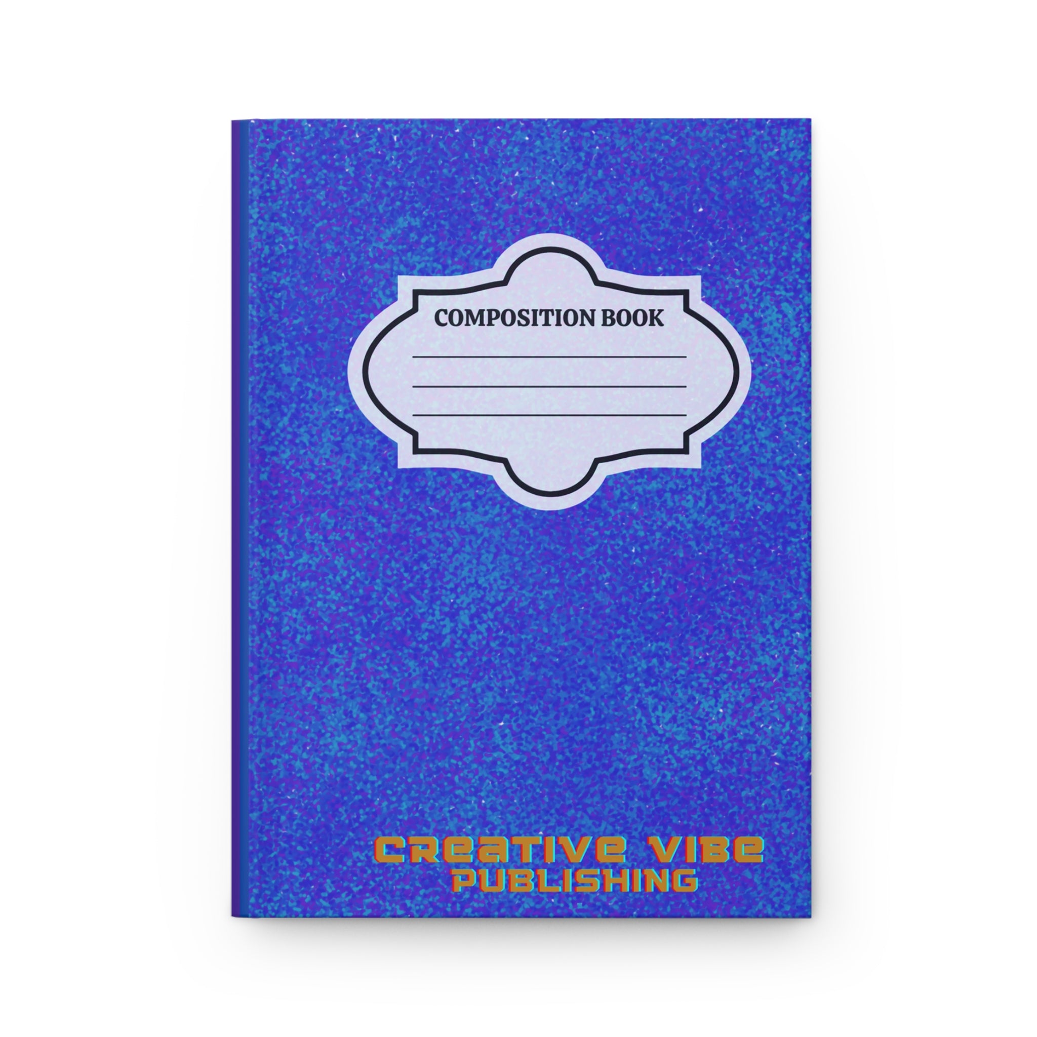 Composition Book Hardcover Journal — Blue Speckled Notebook with "Creative Vibe Publishing"