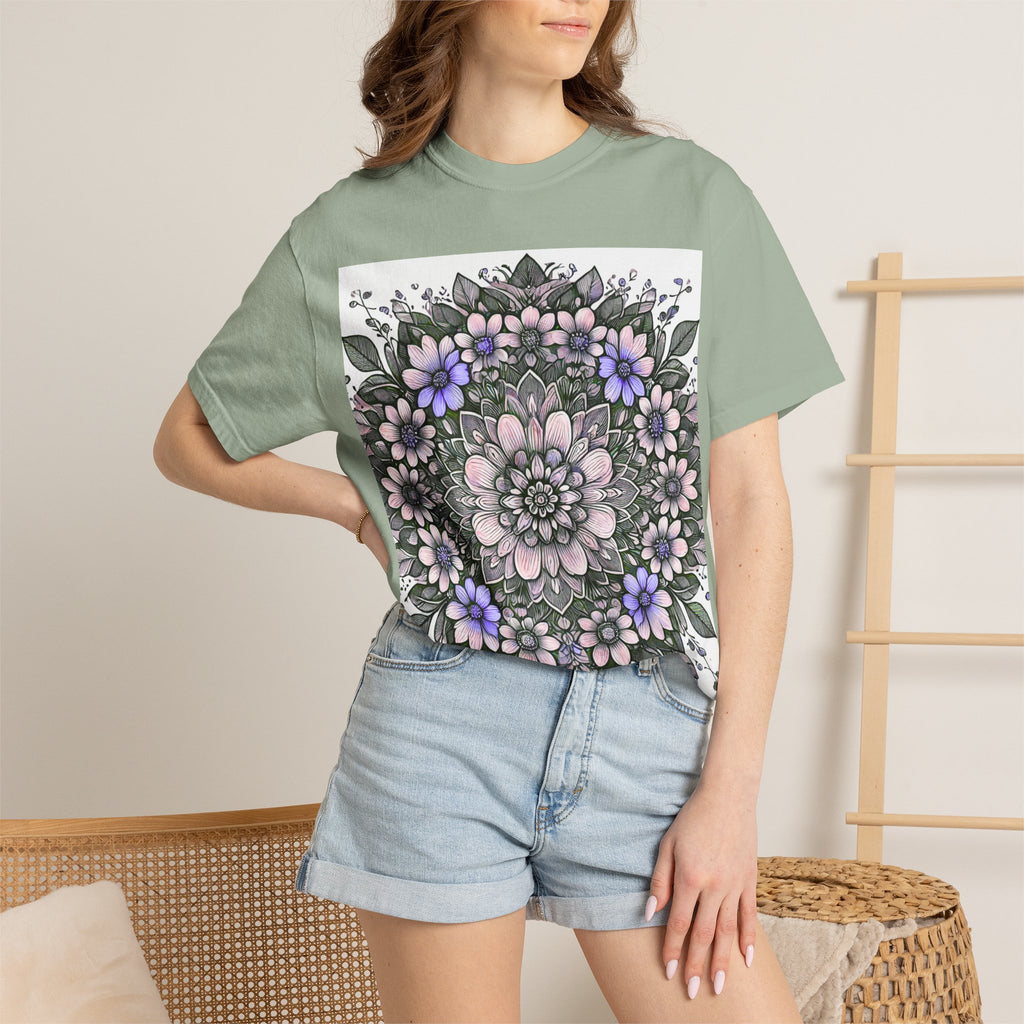Floral Mandala T-Shirt — Pastel Garden Blossom Tee