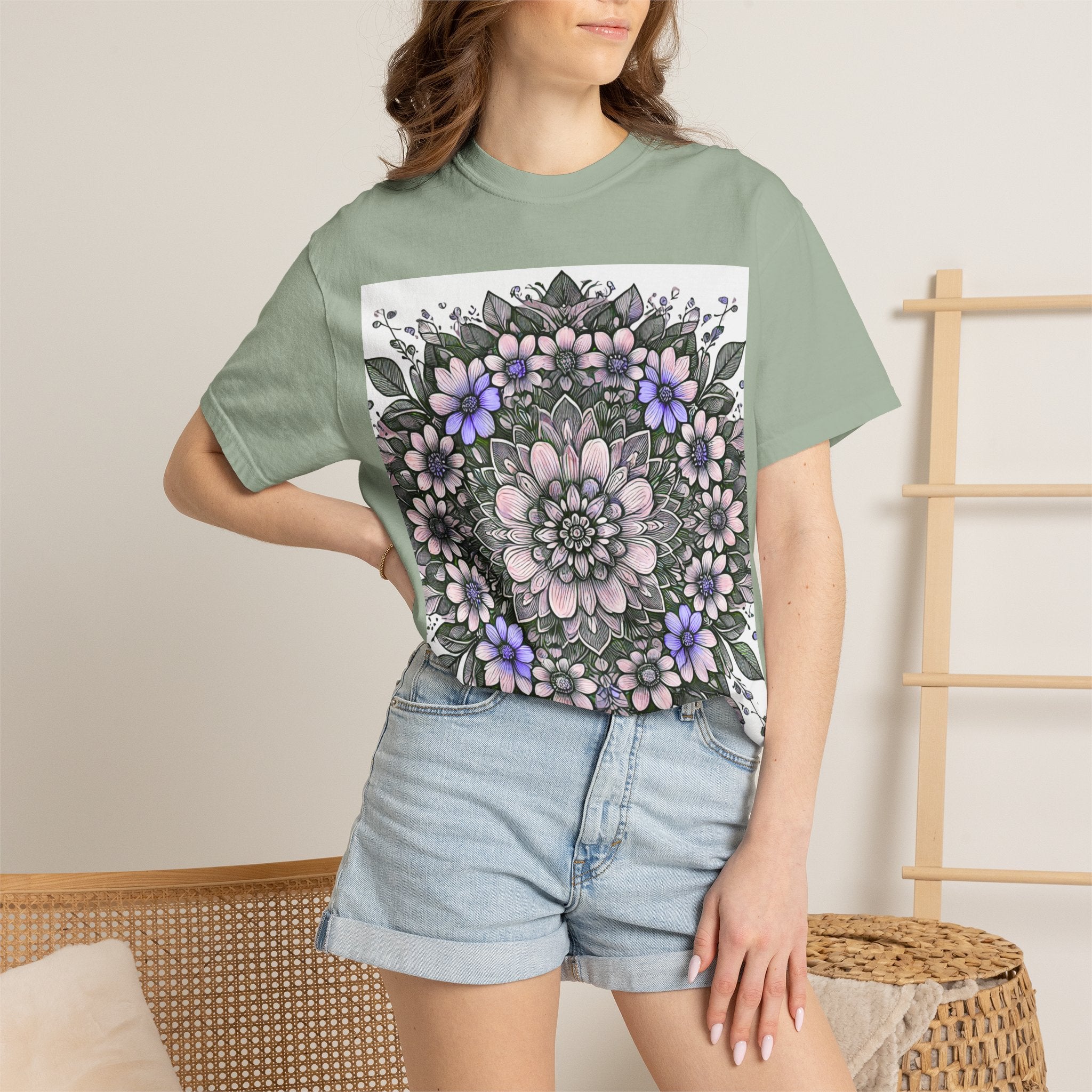 Floral Mandala T-Shirt — Pastel Garden Blossom Tee