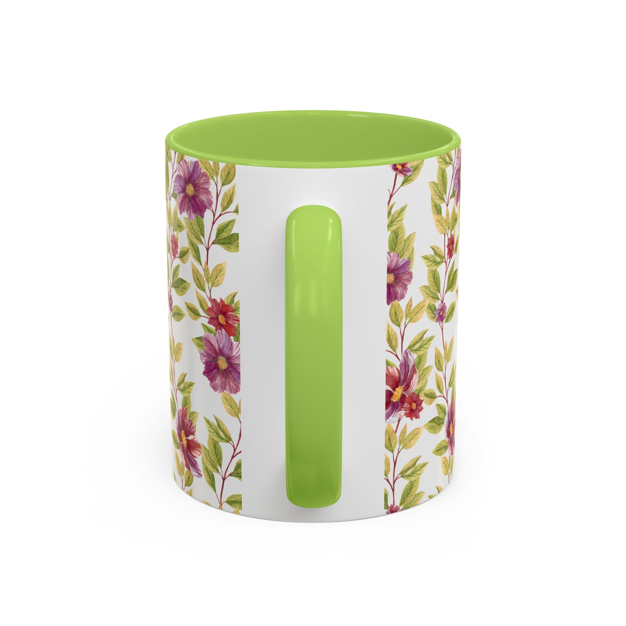 Floral Vine Accent Coffee Mug — Purple Watercolor Blossoms (11/15oz)