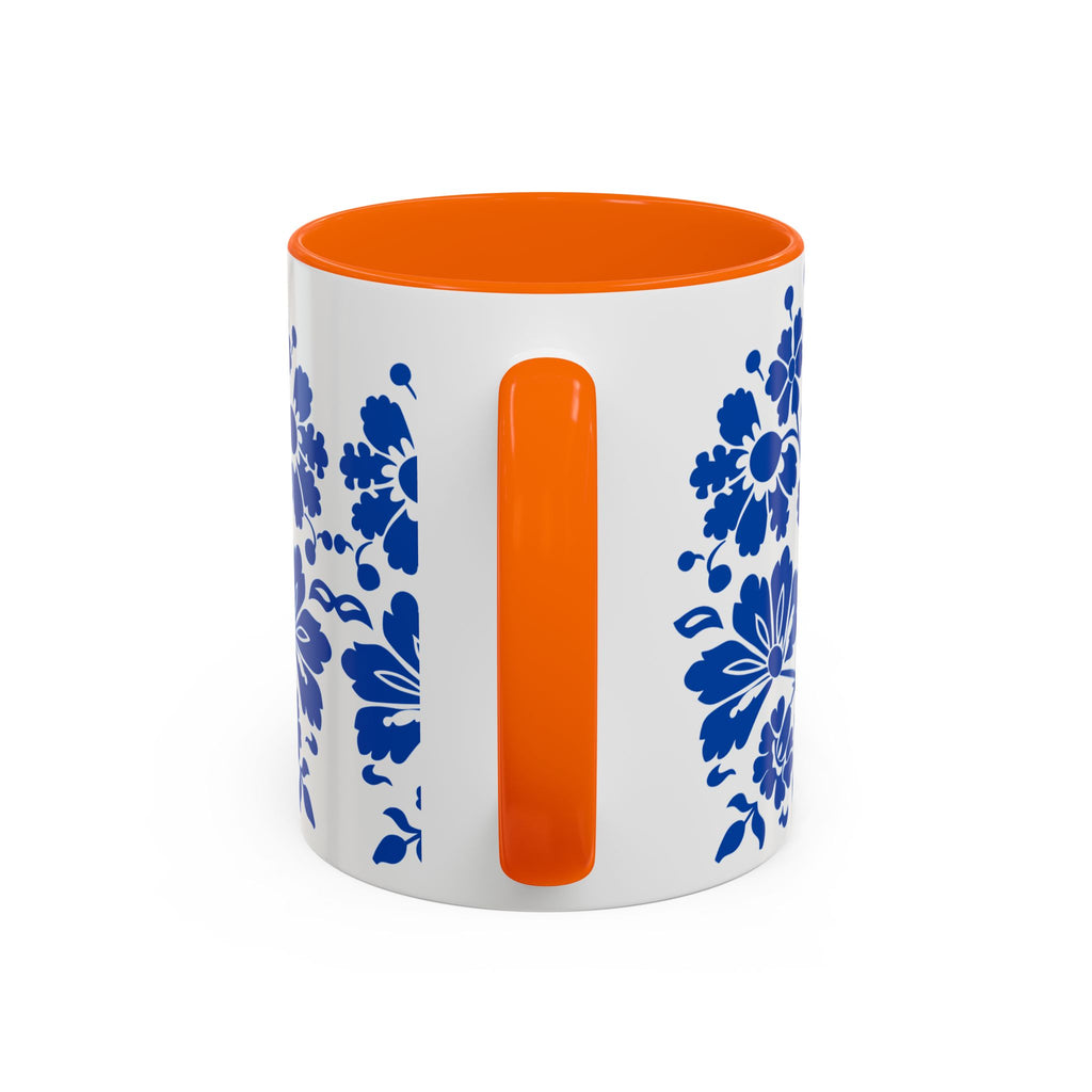Blue Floral Accent Coffee Mug – Ceramic 11/15oz