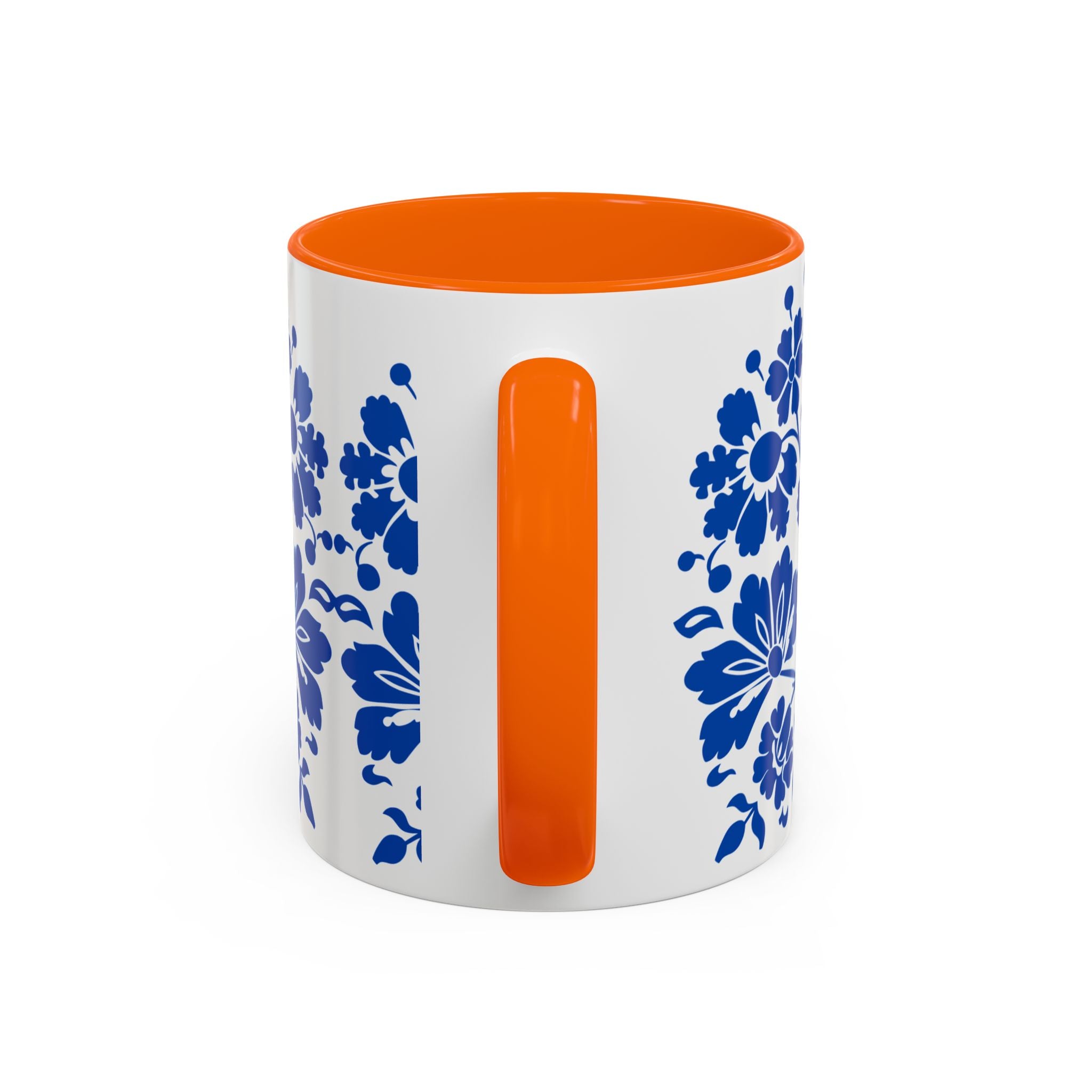 Blue Floral Accent Coffee Mug – Ceramic 11/15oz