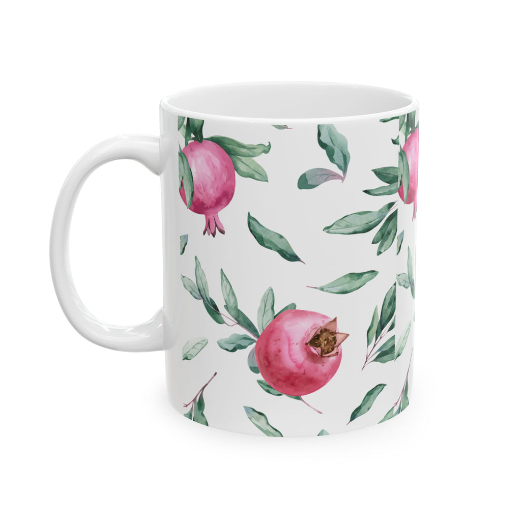 Pomegranate Watercolor Ceramic Mug — Floral Kitchen Coffee Cup (11oz & 15oz)