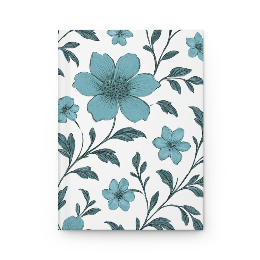 Floral Blue Hardcover Journal — Teal Bloom Notebook