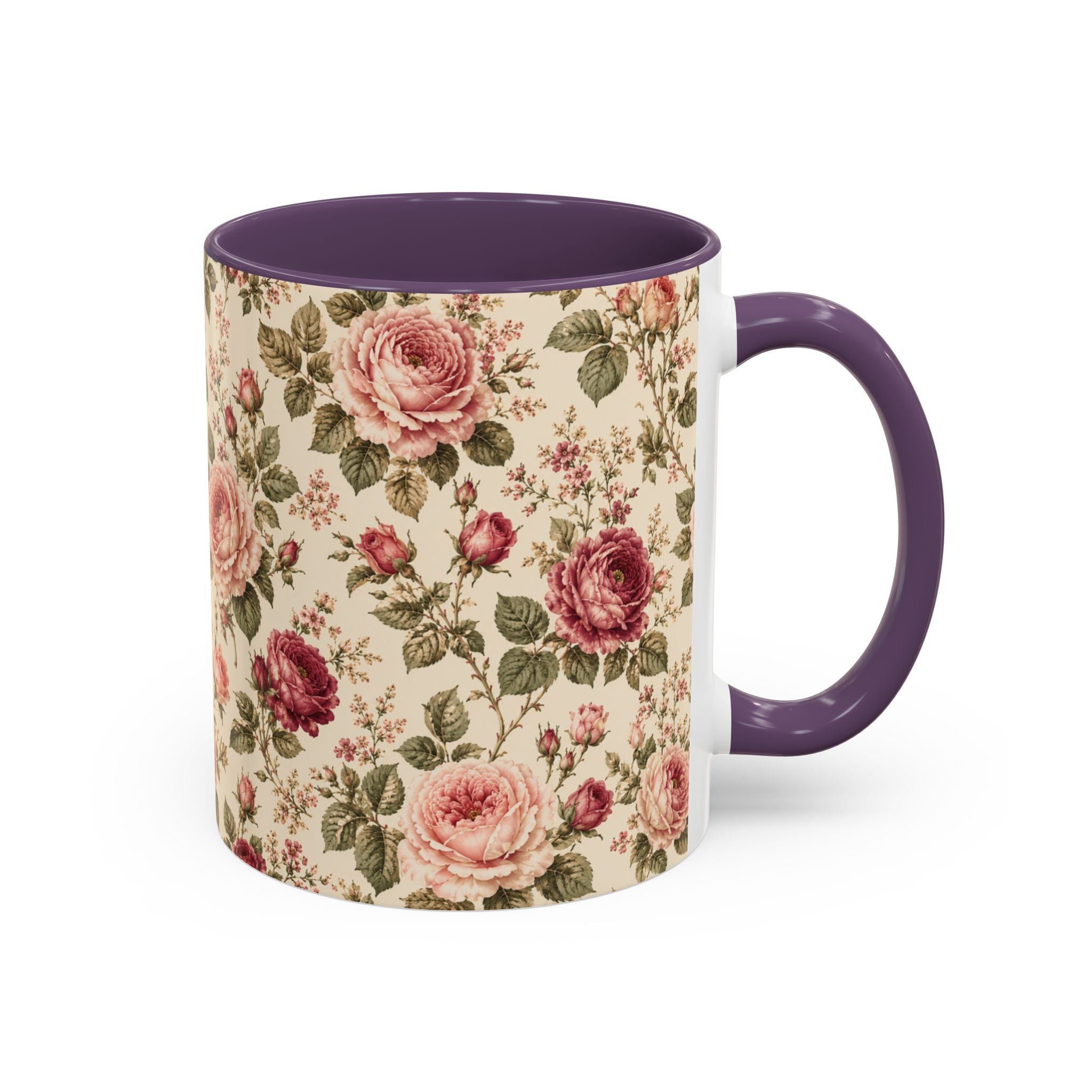 Vintage Rose Accent Coffee Mug – Floral 11/15oz