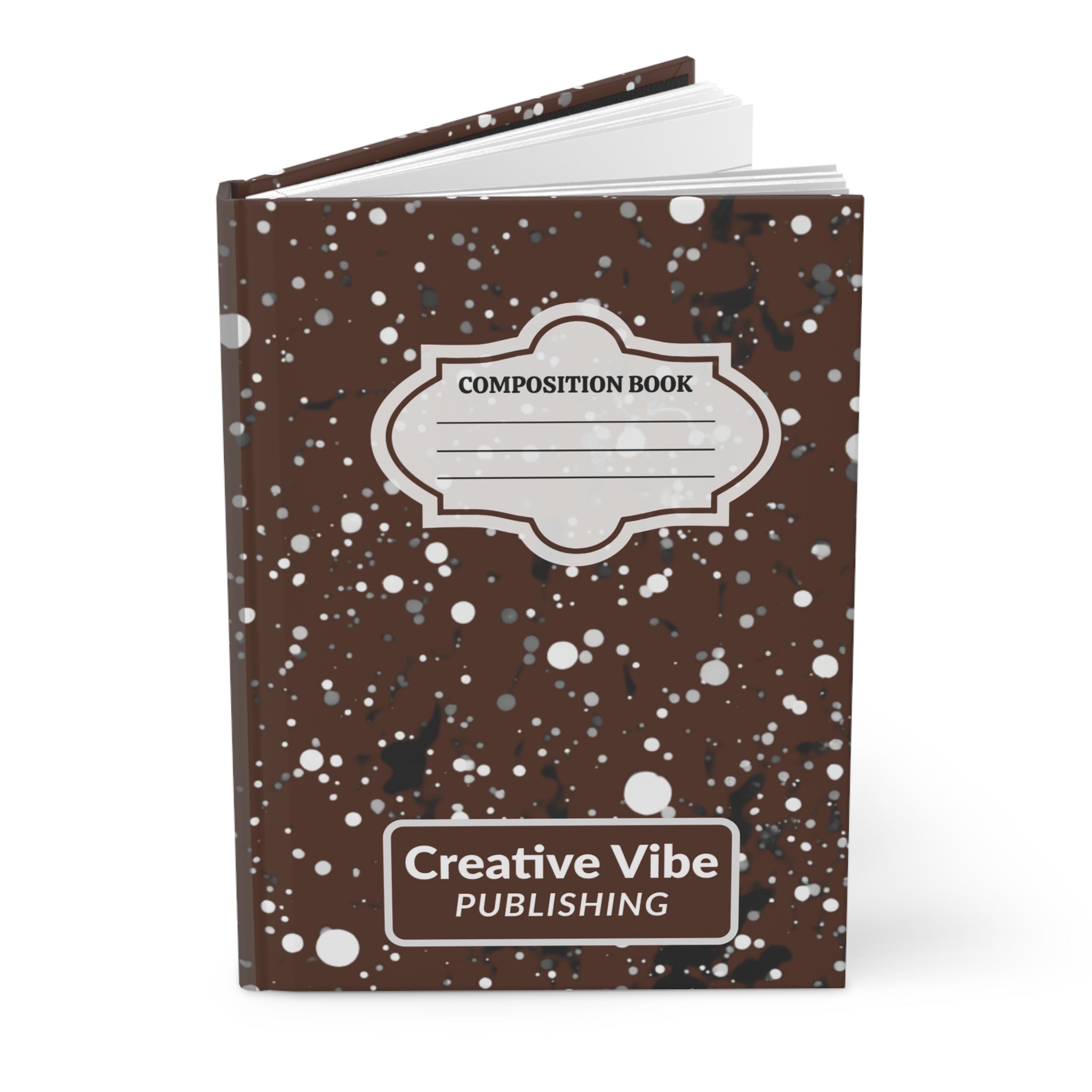 Composition Book Hardcover Journal — Brown Splatter Creative Vibe Notebook
