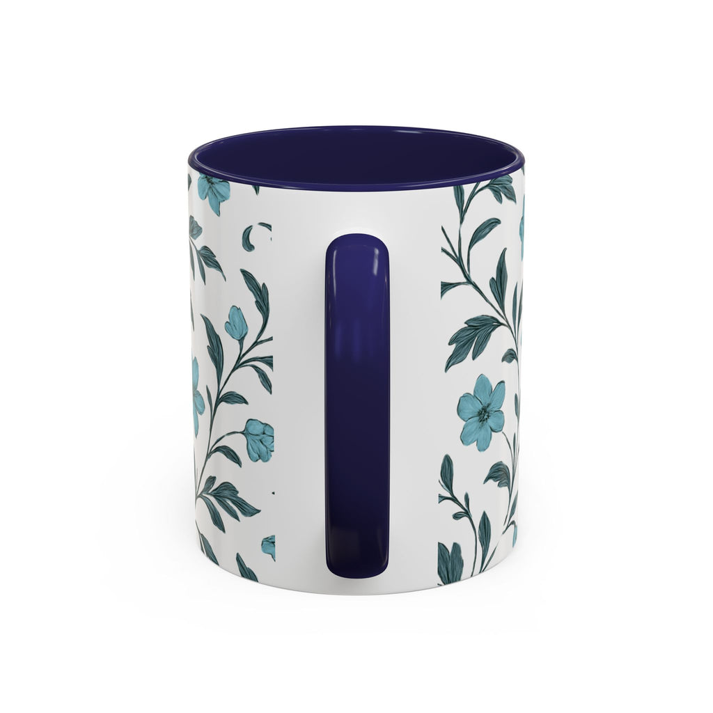 Teal Floral Accent Coffee Mug (11/15oz) – Ceramic Tea & Coffee Cup