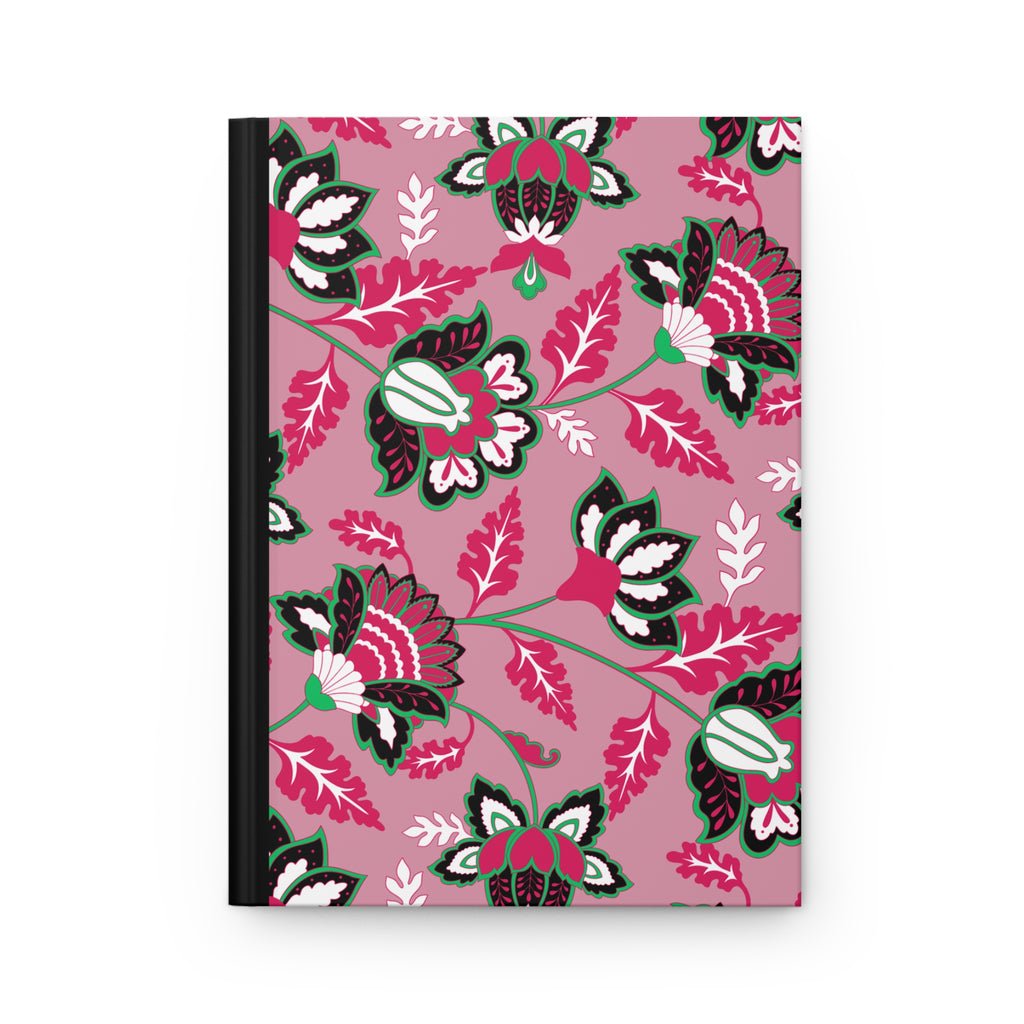 Floral Pattern Hardcover Journal — Pink Vintage Botanical Notebook