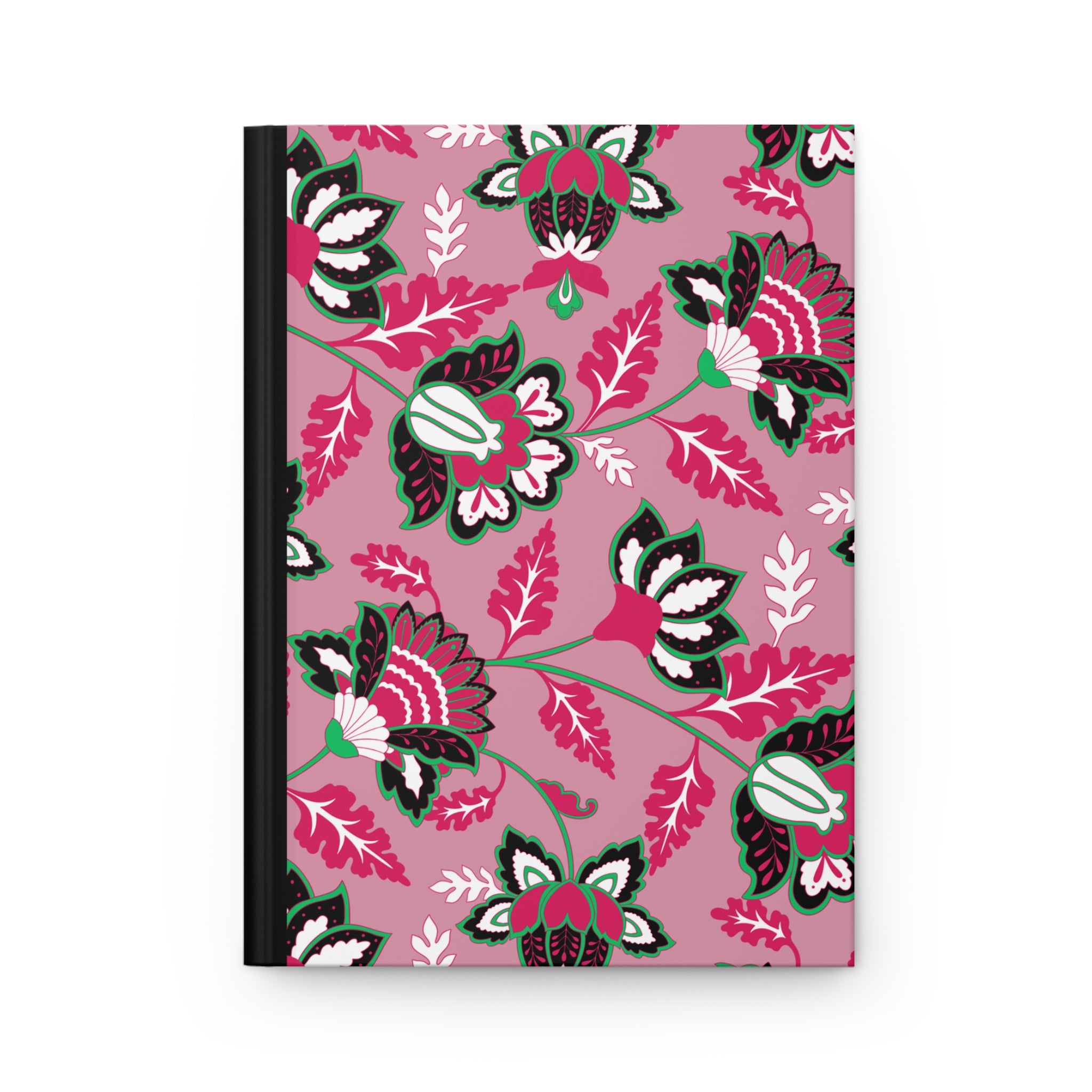Floral Pattern Hardcover Journal — Pink Vintage Botanical Notebook