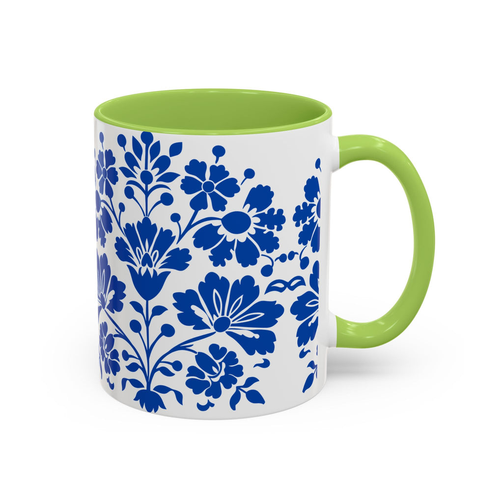 Blue Floral Accent Coffee Mug – Ceramic 11/15oz