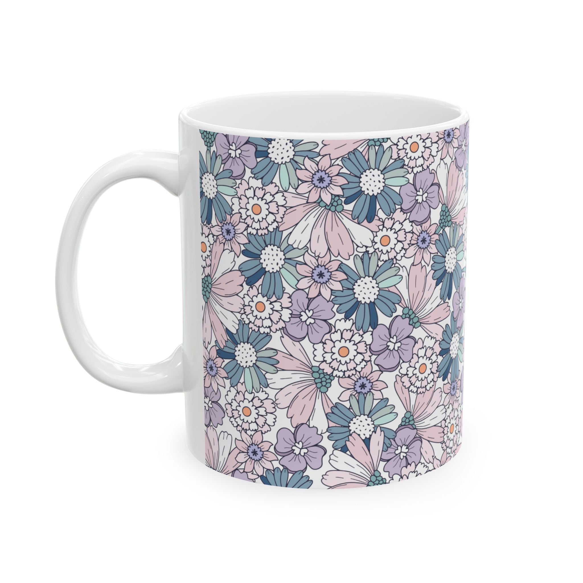 Floral Pattern Ceramic Mug – Pastel Ditsy Flowers, 11oz & 15oz