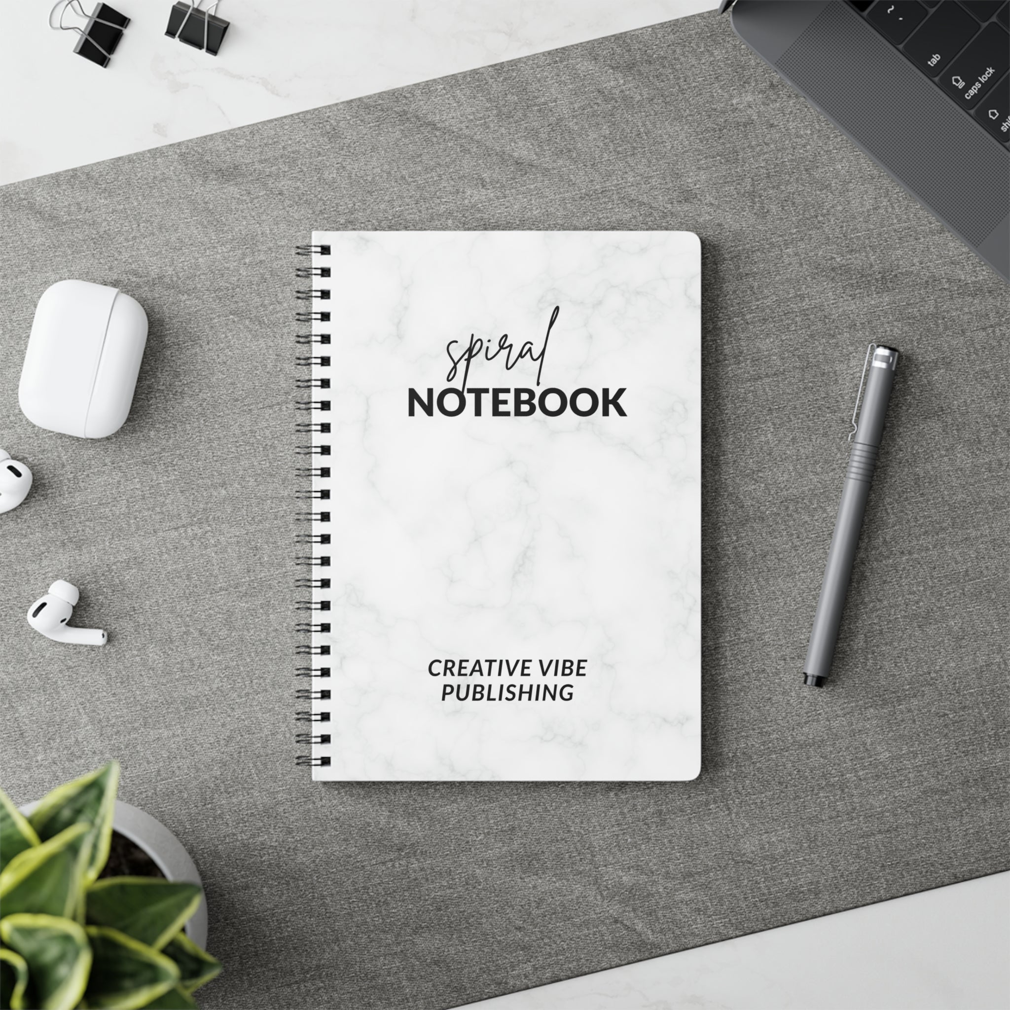 Marble Spiral Notebook — 'Spiral Notebook' Cover, A5 Wirobound Journal