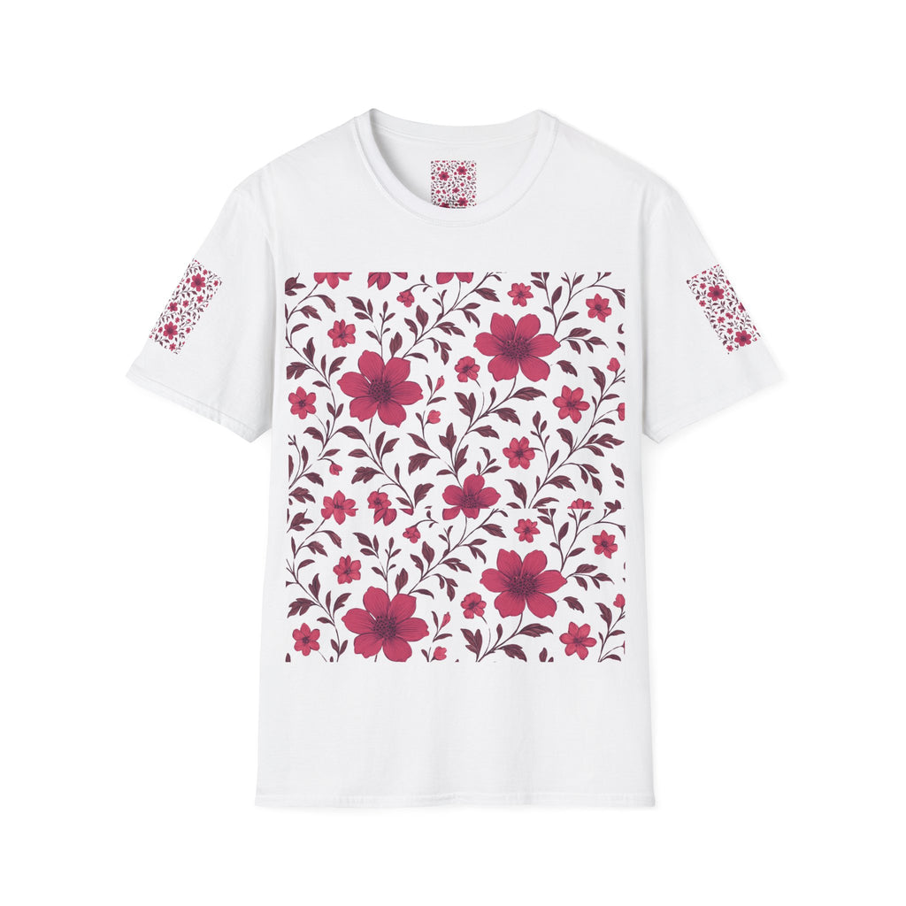 Floral Vine Tee — Pink Bloom Pattern T-Shirt