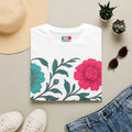 Floral Garden Tee — Bold Pink & Teal Blooms T-Shirt