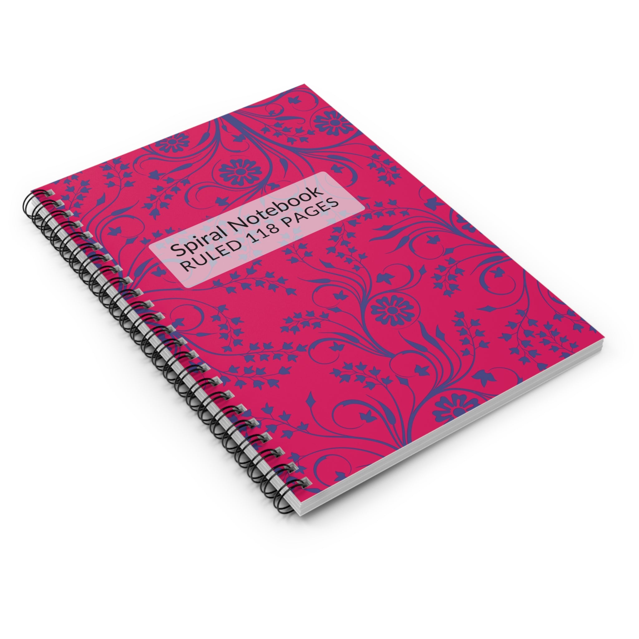 Floral Pink Spiral Notebook — Ruled 118-Page Journal
