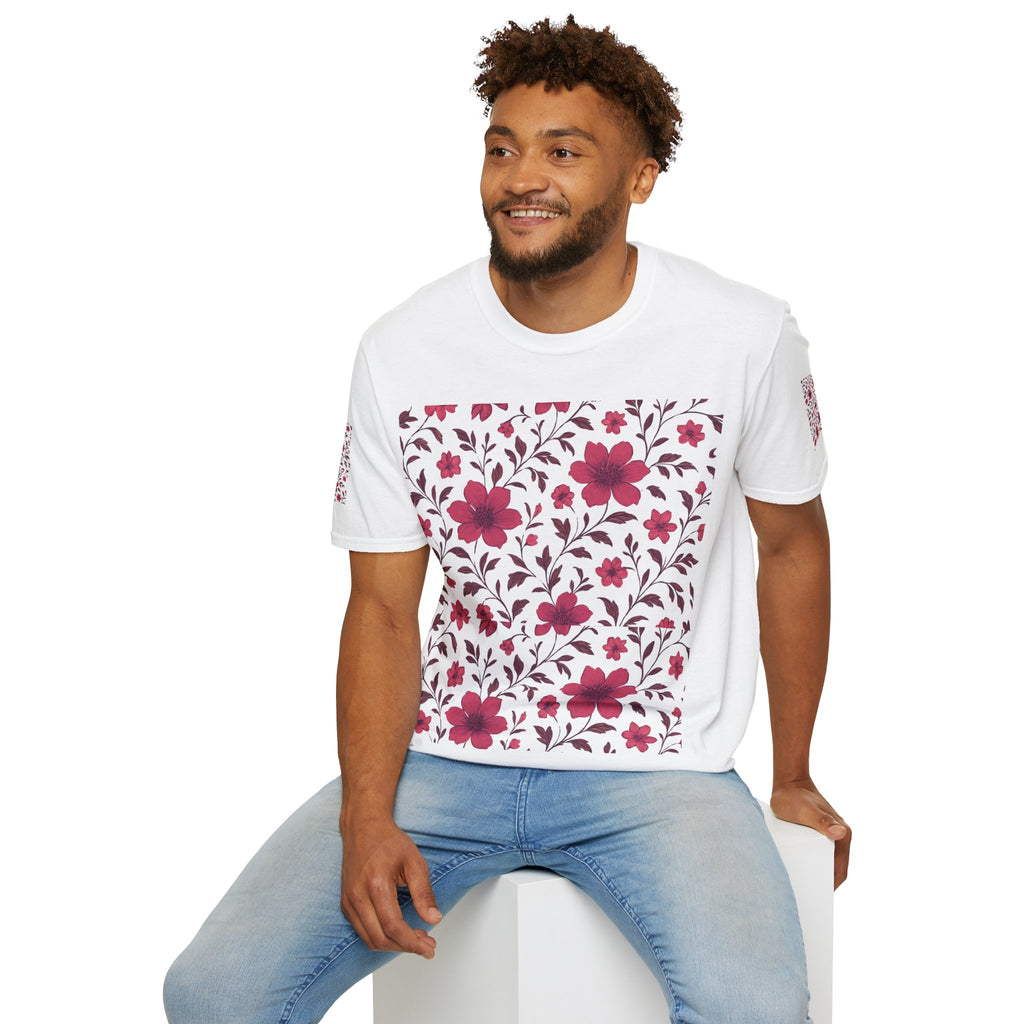 Floral Vine Tee — Pink Bloom Pattern T-Shirt