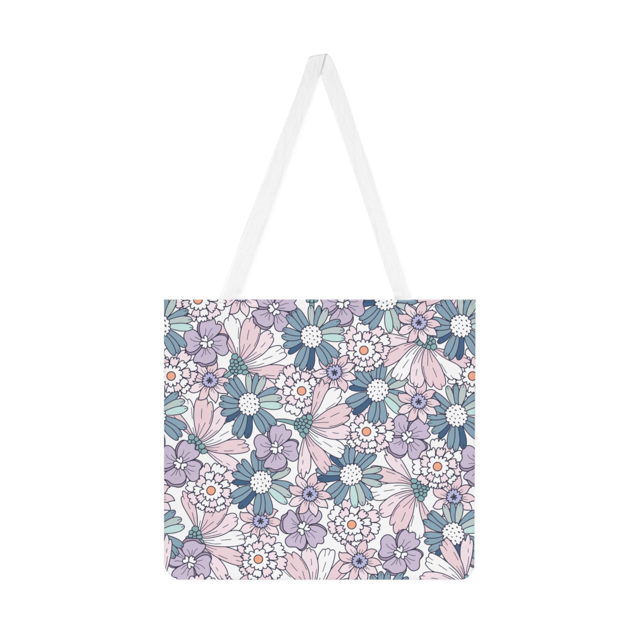 Floral Meadow Shoulder Tote — Pastel Daisy All-Over Print