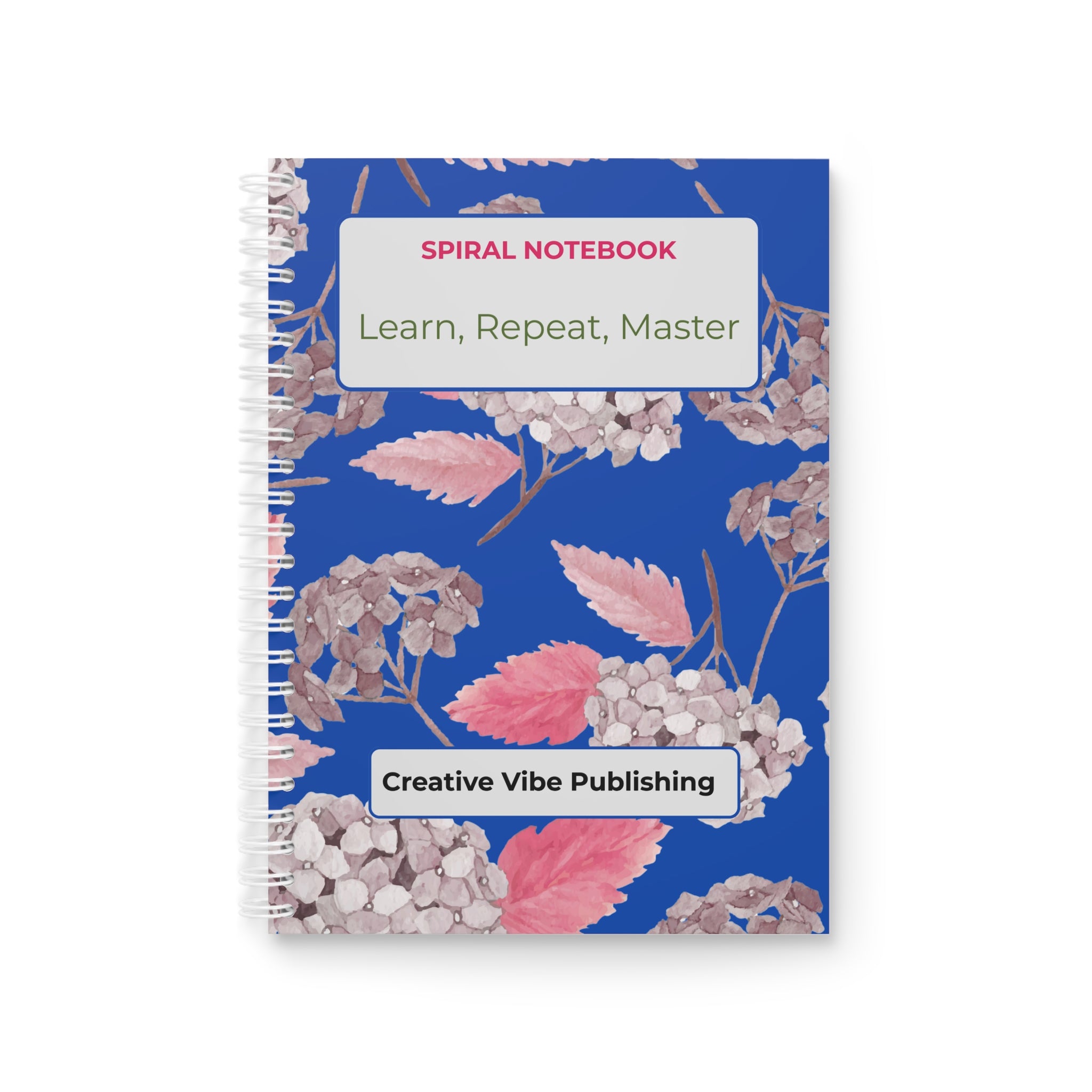 Floral Spiral Notebook — "Learn, Repeat, Master" Study Journal