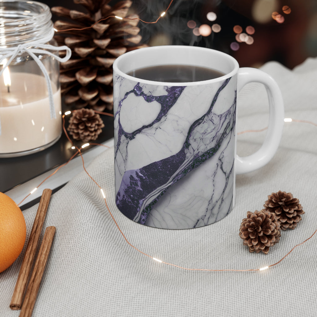 Purple Marble Ceramic Mug - 11oz Stylish Marble Pattern Coffee Cup