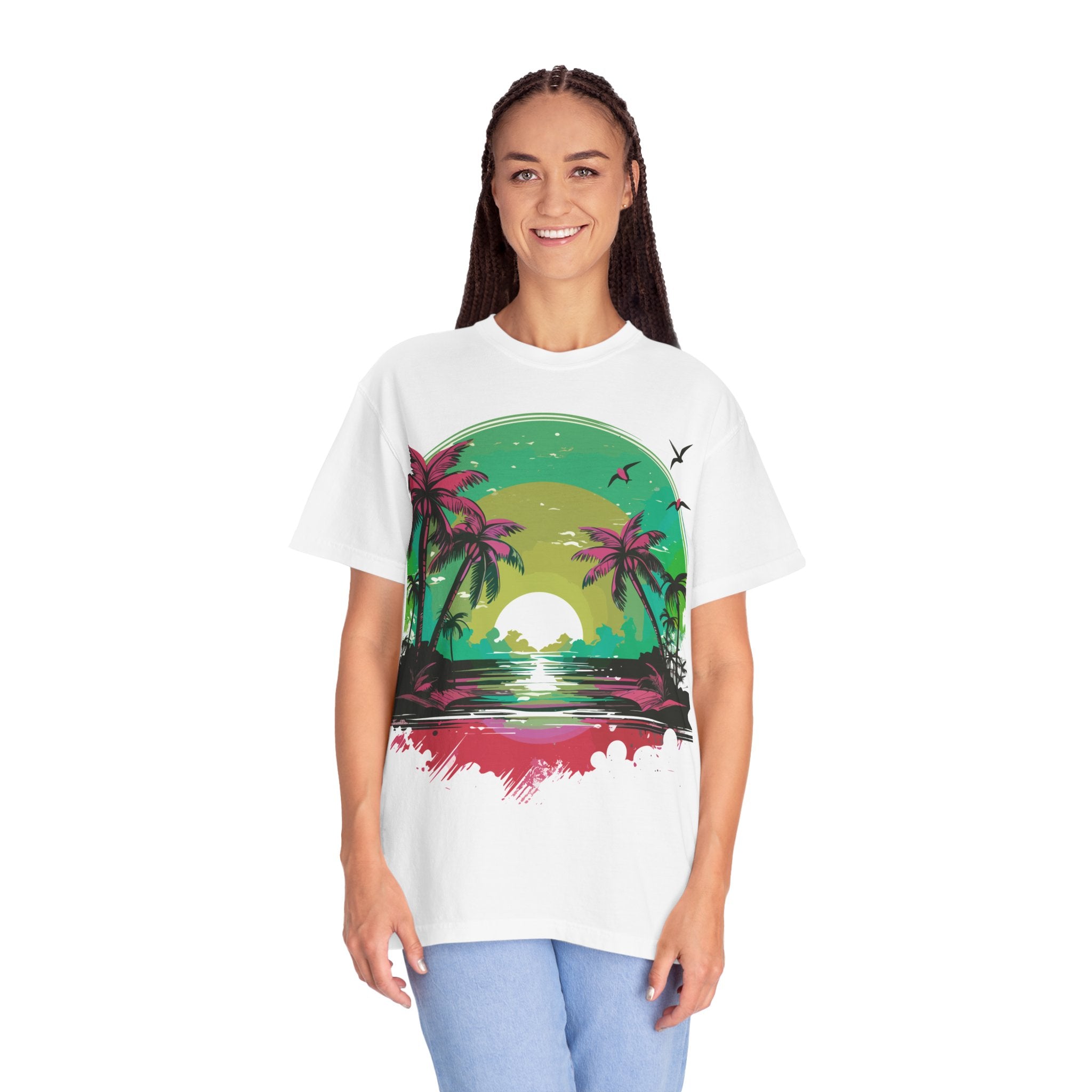 T-Shirt — Tropical Sunset Palm Beach Graphic Tee