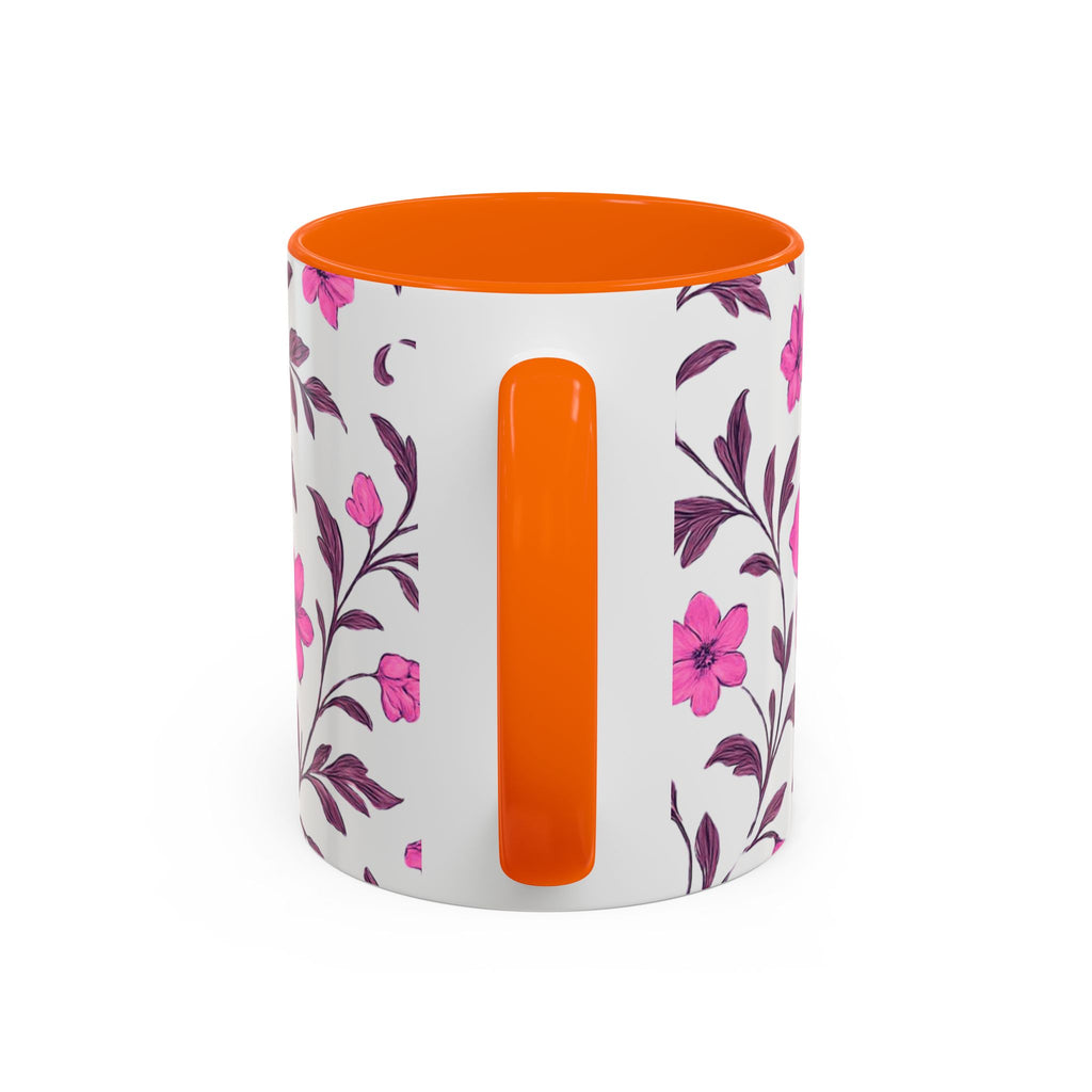 Pink Floral Accent Coffee Mug — 11/15oz