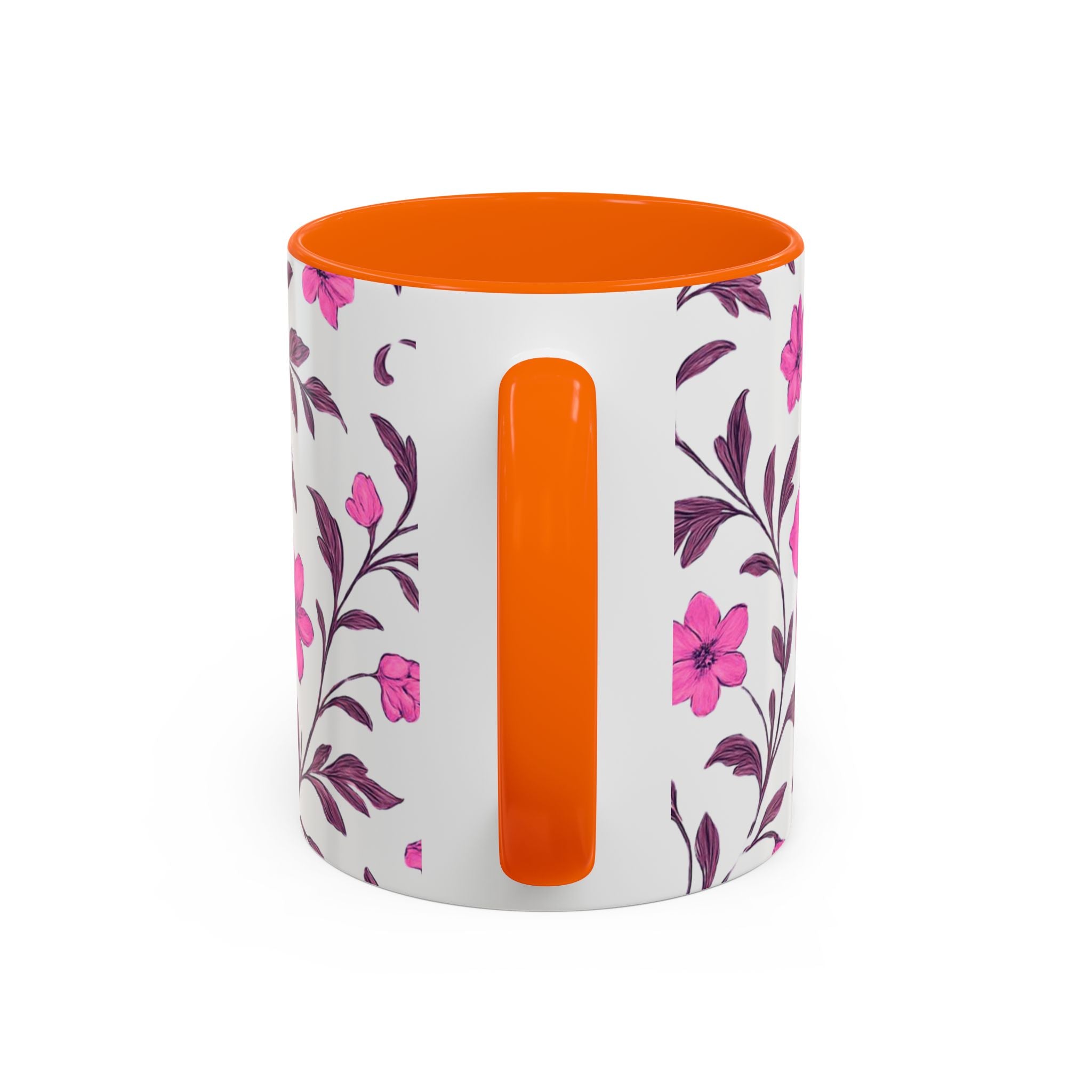 Pink Floral Accent Coffee Mug — 11/15oz