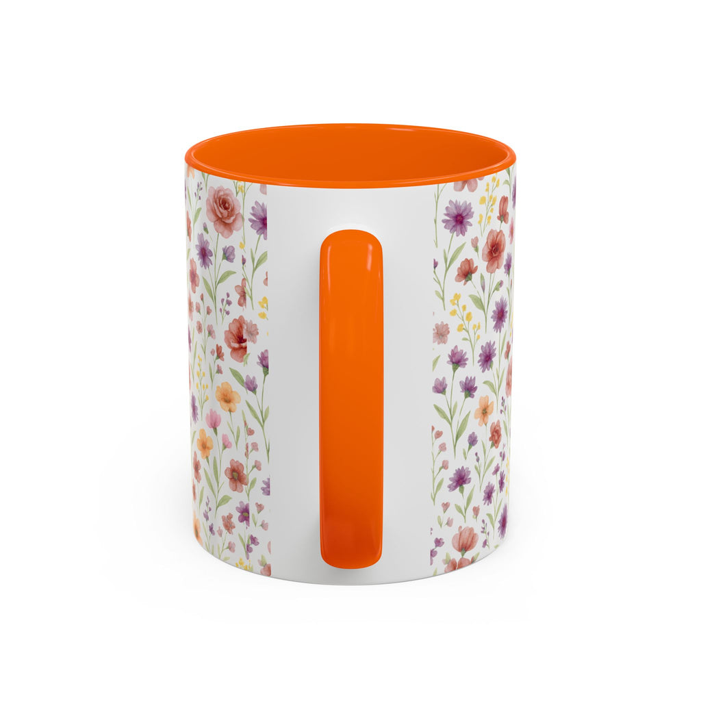 Floral Watercolor Accent Coffee Mug – Pink & Purple Wildflower Pattern (11/15oz)