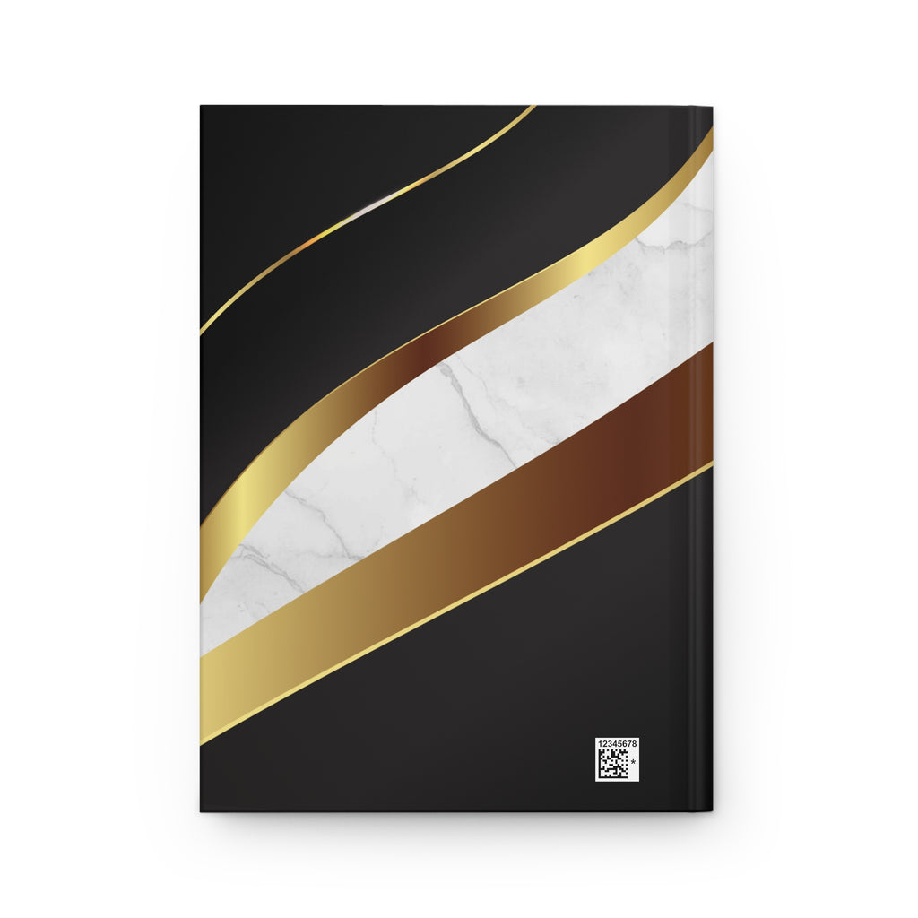 Elegant Black & Gold Hardcover Journal - Marble Accent Matte Notebook