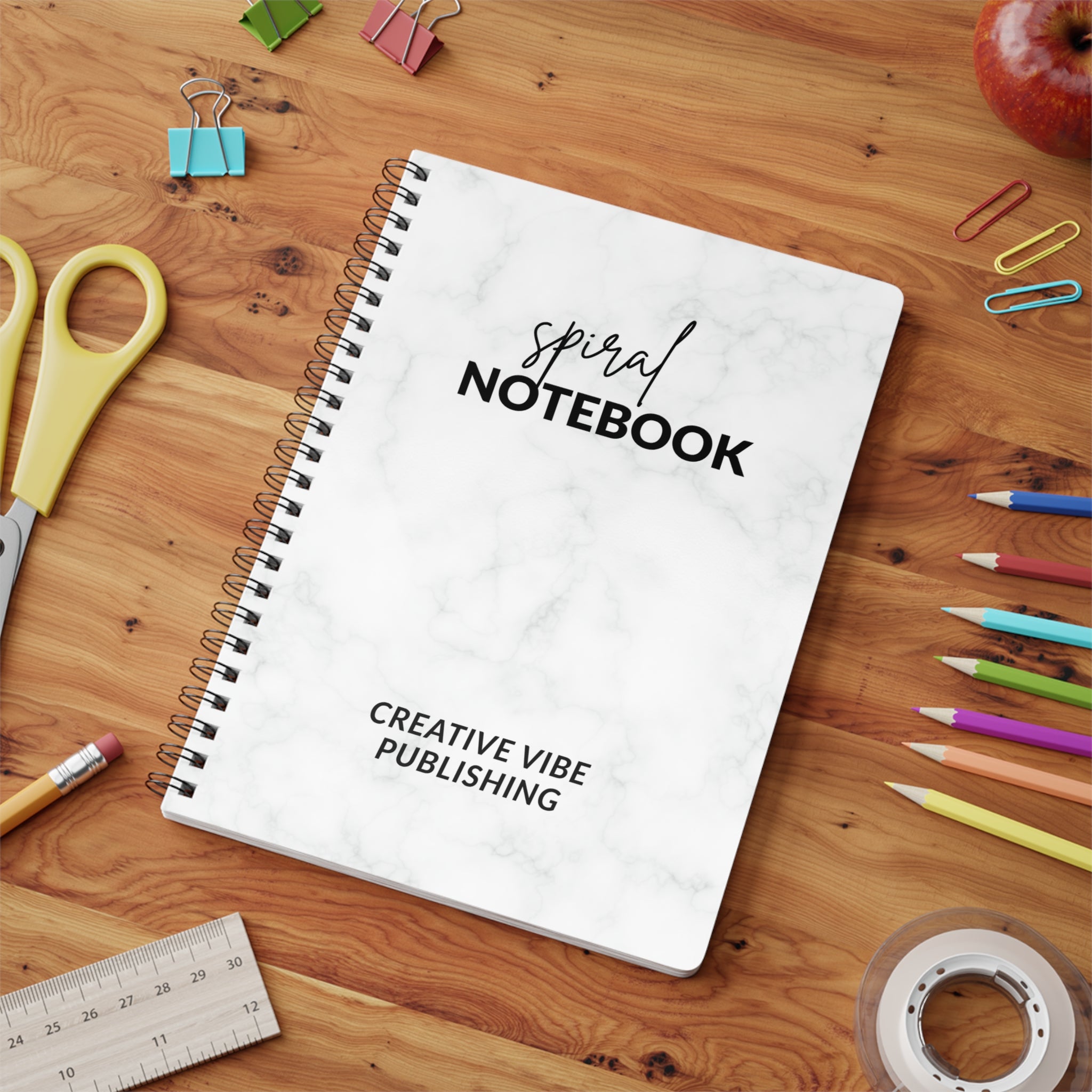 Marble Spiral Notebook — 'Spiral Notebook' Cover, A5 Wirobound Journal