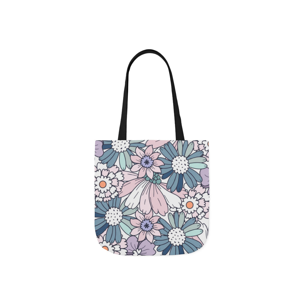 Floral Canvas Tote Bag — Pastel Daisy Garden Print