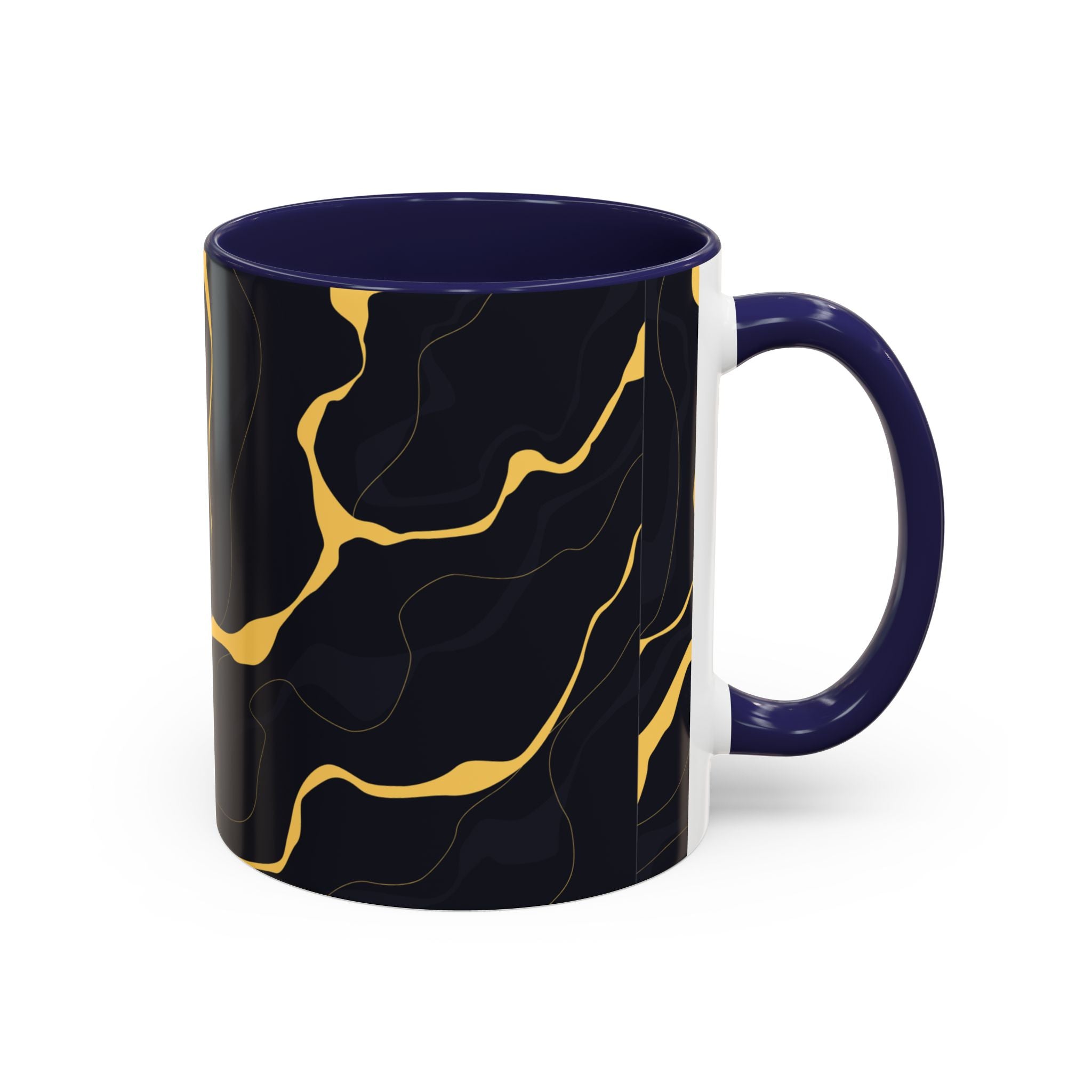 Black & Gold Marble Accent Coffee Mug — 11/15oz