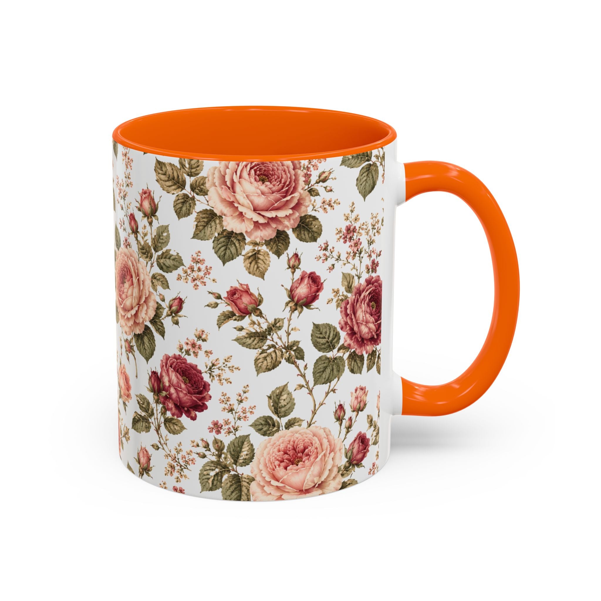 Floral Rose Accent Coffee Mug — Vintage Garden 11/15oz