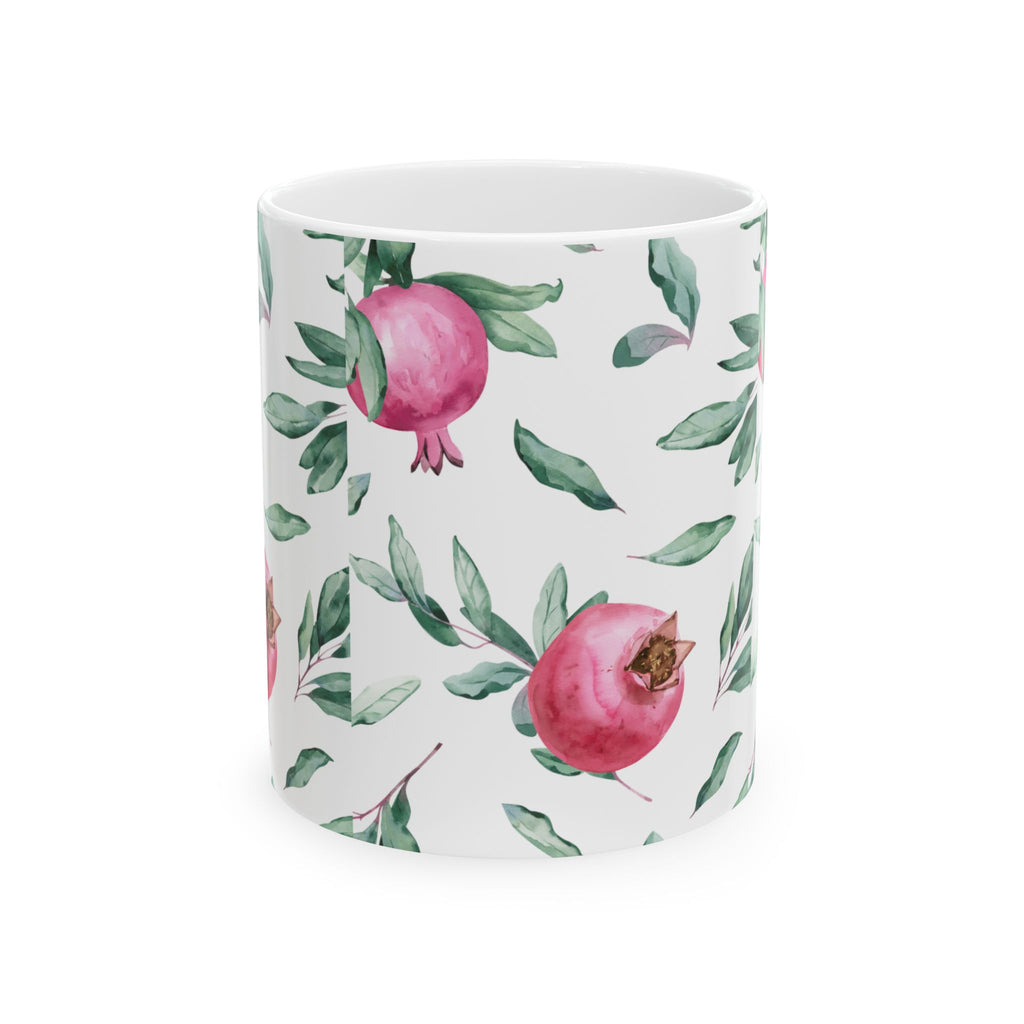 Pomegranate Watercolor Ceramic Mug — Floral Kitchen Coffee Cup (11oz & 15oz)