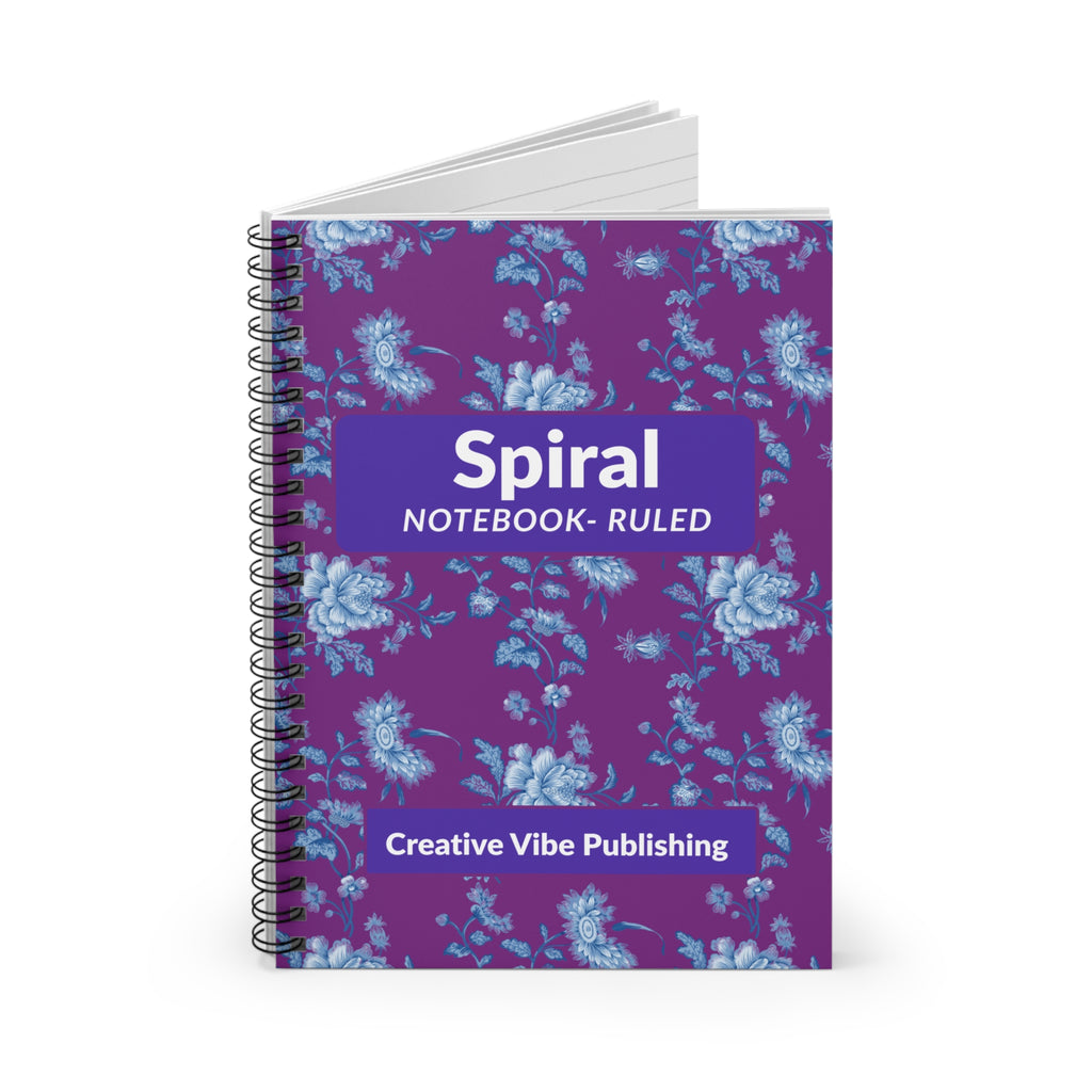 Floral Purple Spiral Notebook — Ruled Lined Journal with 'Spiral Notebook - Ruled' Cover