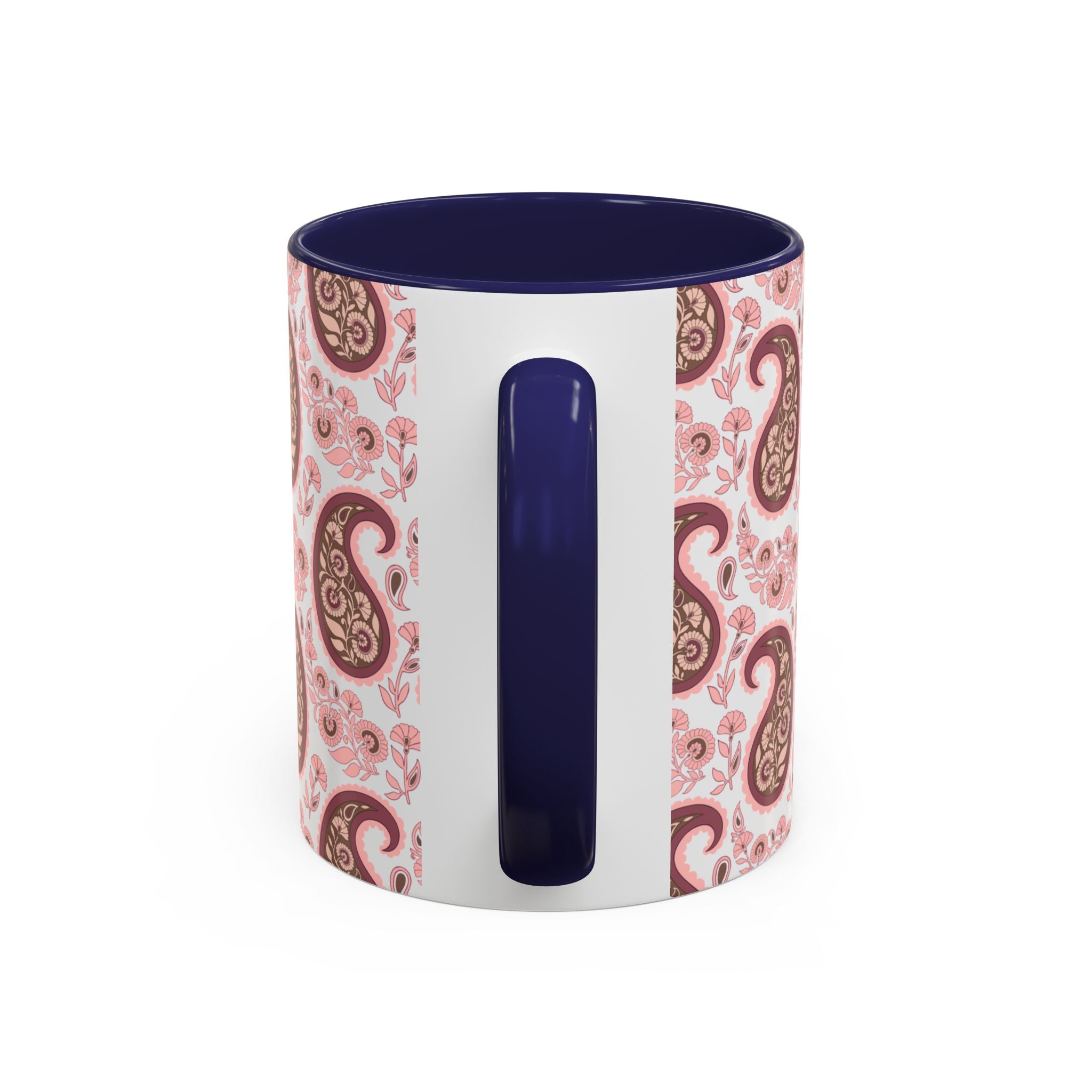 Pink Paisley Accent Coffee Mug — Decorative Floral Pattern 11/15oz