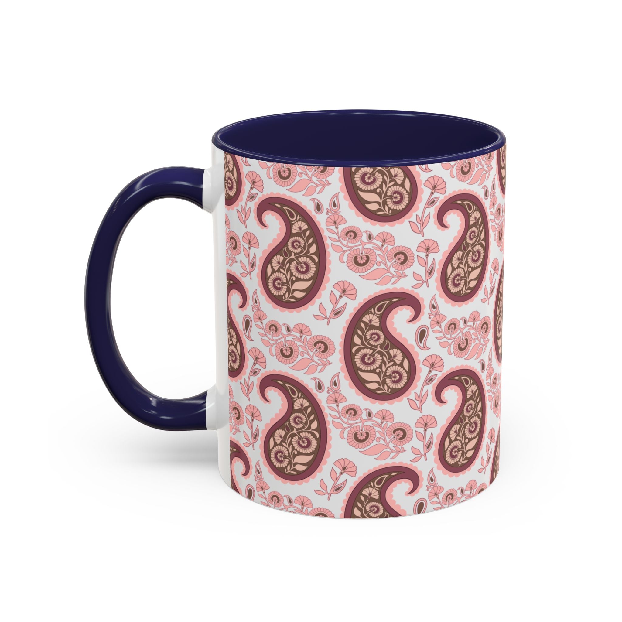 Pink Paisley Accent Coffee Mug — Decorative Floral Pattern 11/15oz