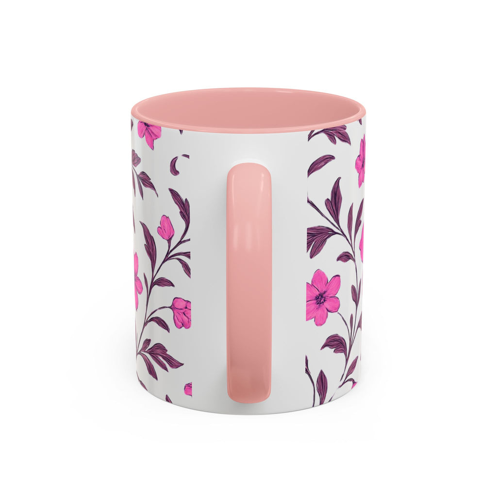 Pink Floral Accent Coffee Mug — 11/15oz