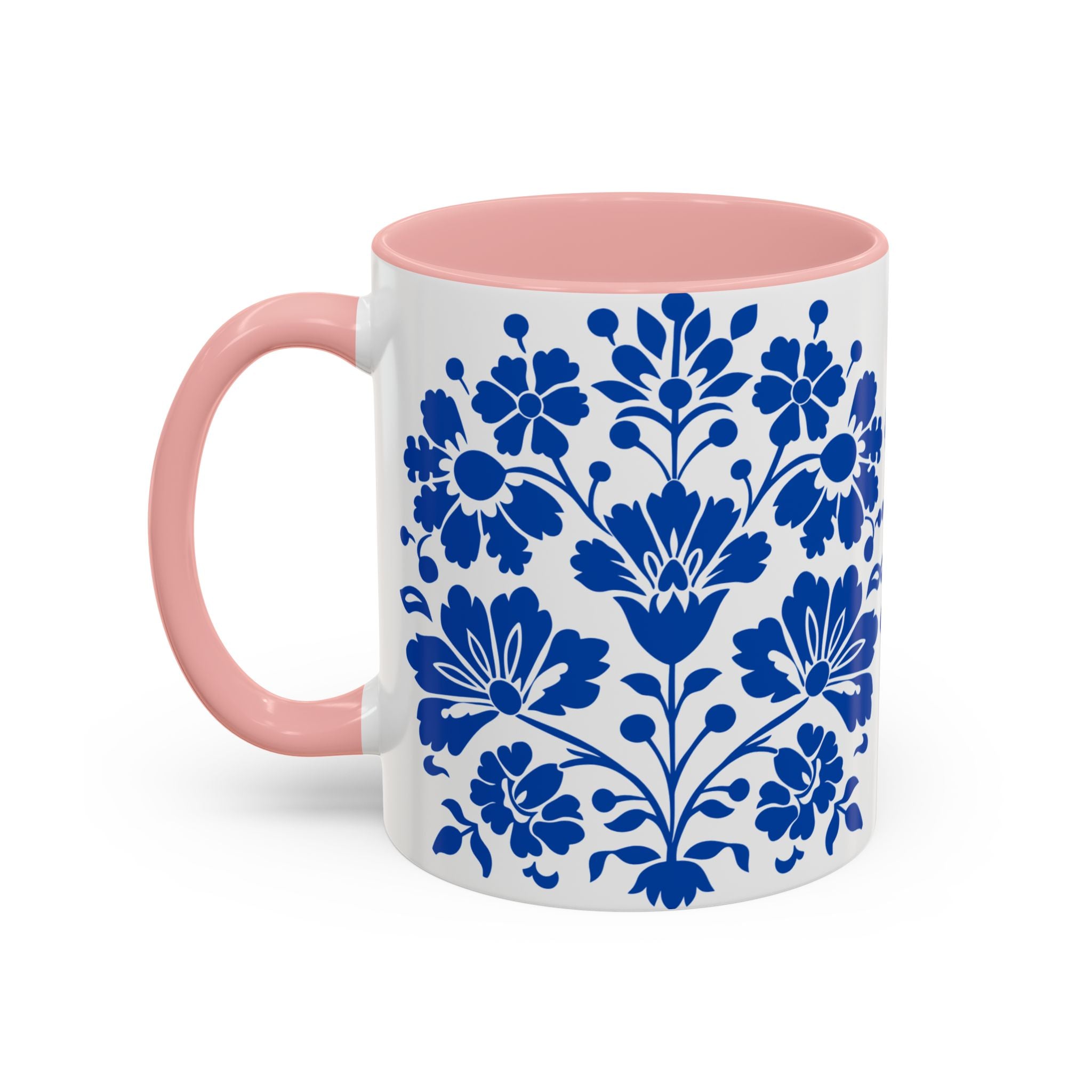 Blue Floral Accent Coffee Mug – Ceramic 11/15oz