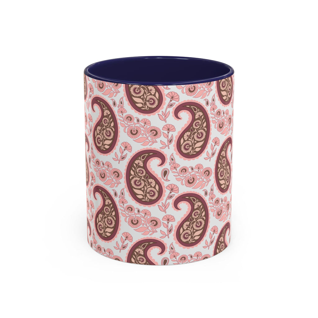 Pink Paisley Accent Coffee Mug — Decorative Floral Pattern 11/15oz