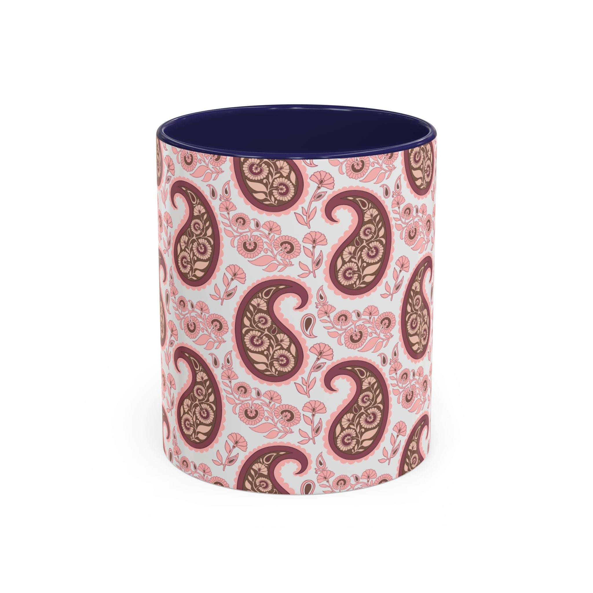 Pink Paisley Accent Coffee Mug — Decorative Floral Pattern 11/15oz