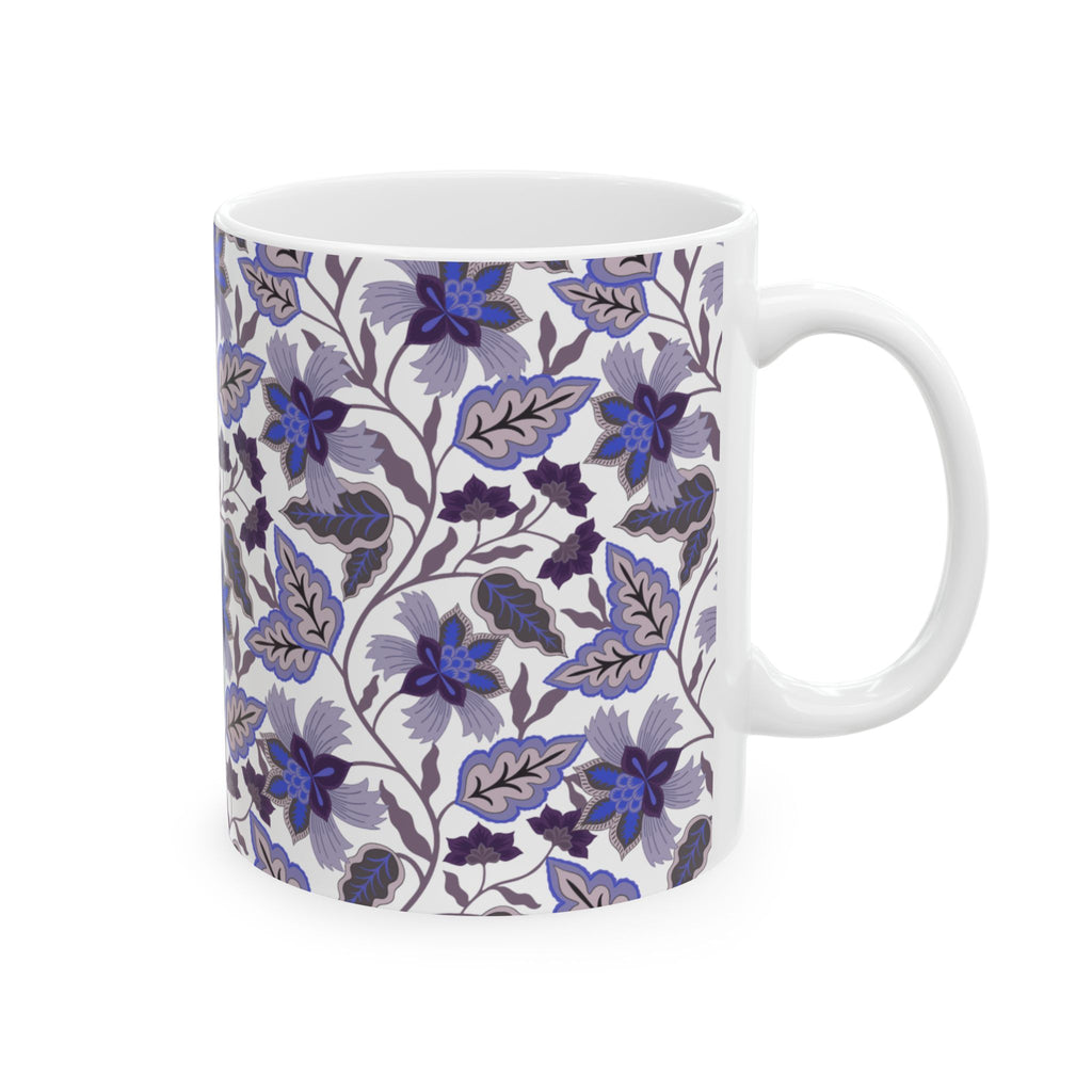 Blue Floral Ceramic Mug – Vintage Botanical Pattern (11oz & 15oz)