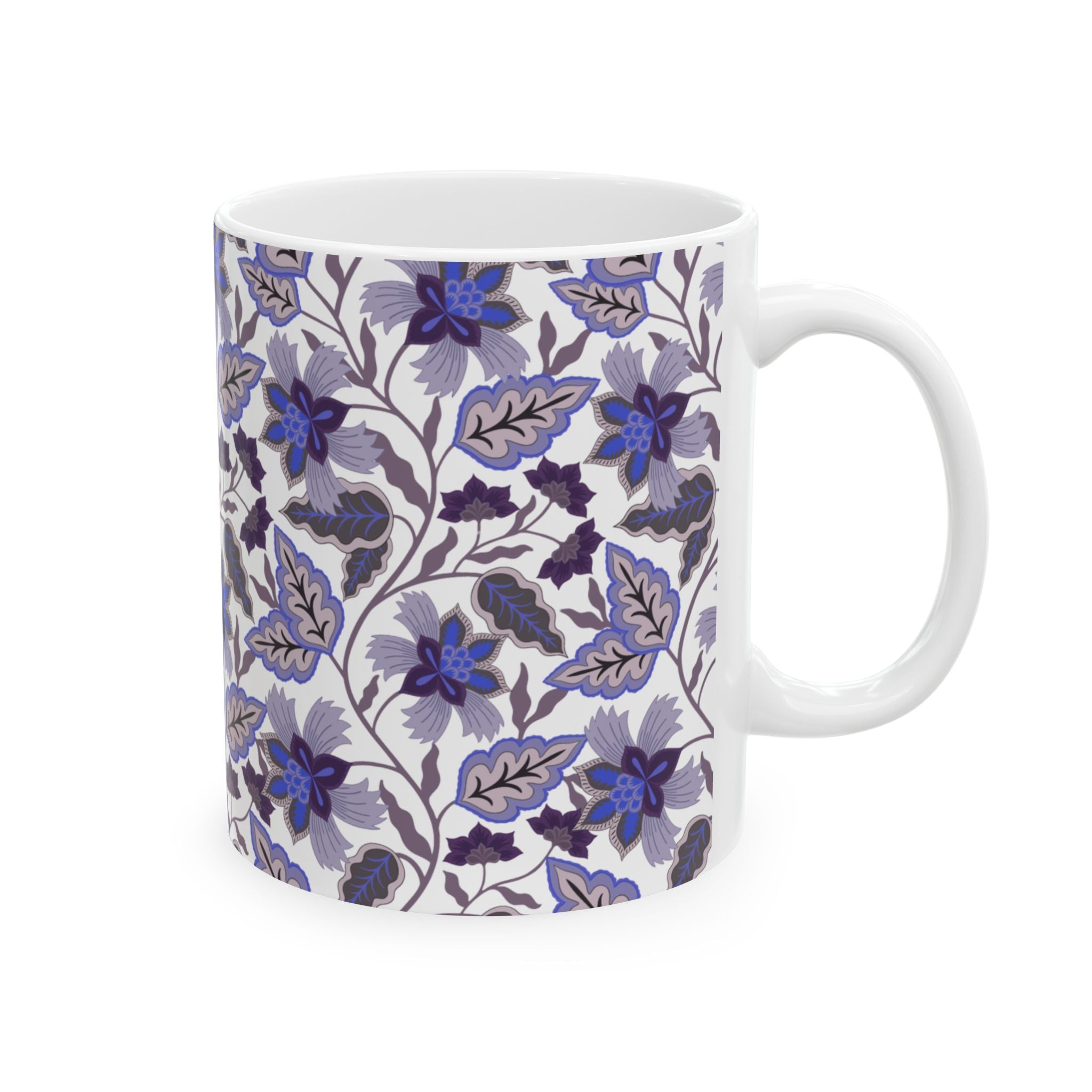 Blue Floral Ceramic Mug – Vintage Botanical Pattern (11oz & 15oz)