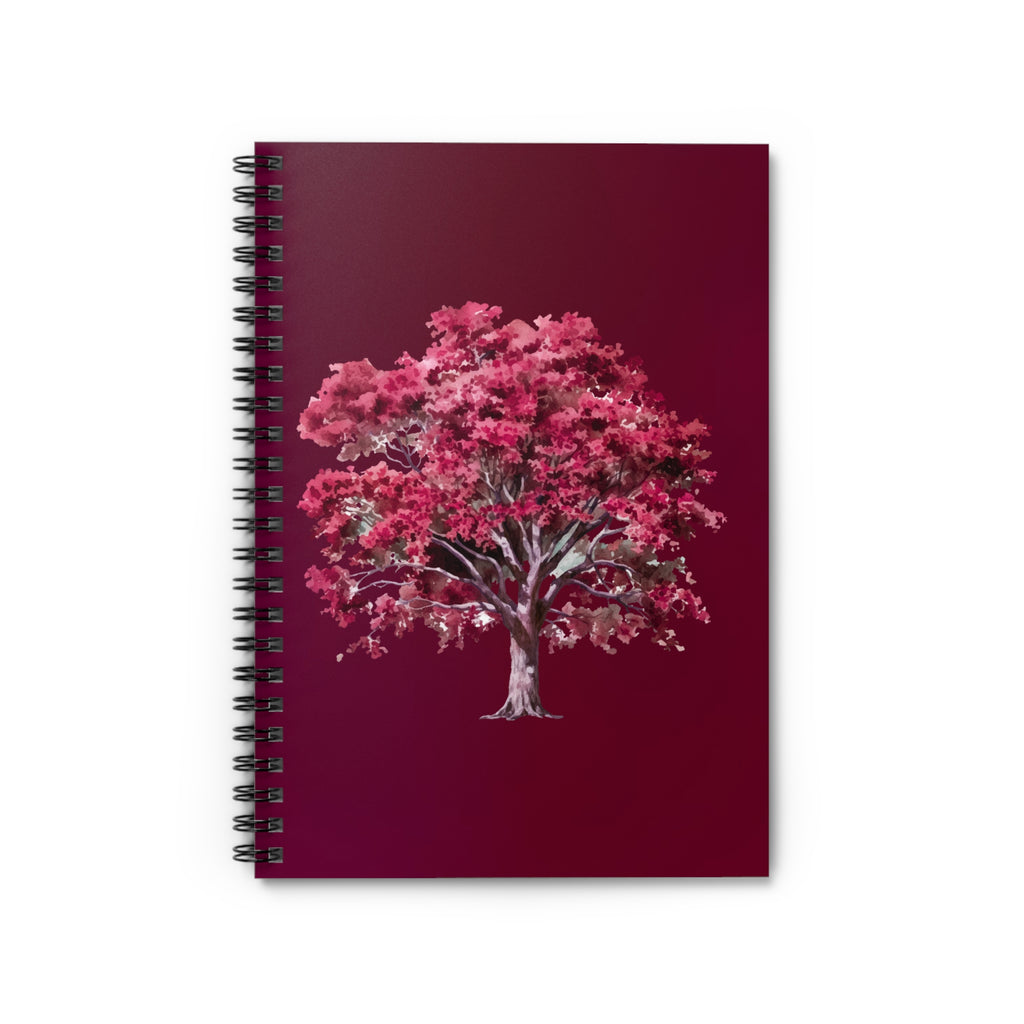 Crimson Blossom Tree Spiral Notebook — Ruled Journal for Notes & Sketches