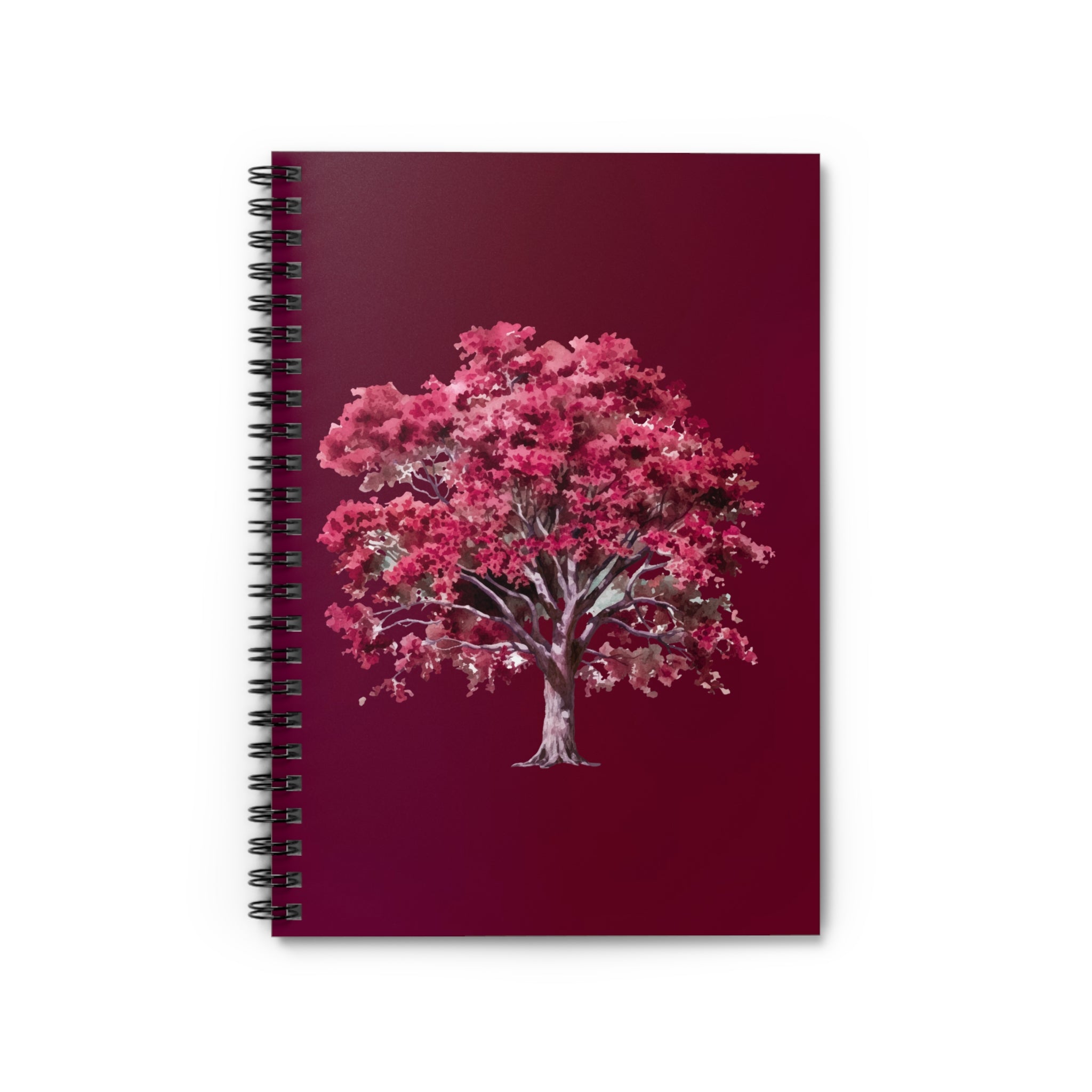 Crimson Blossom Tree Spiral Notebook — Ruled Journal for Notes & Sketches