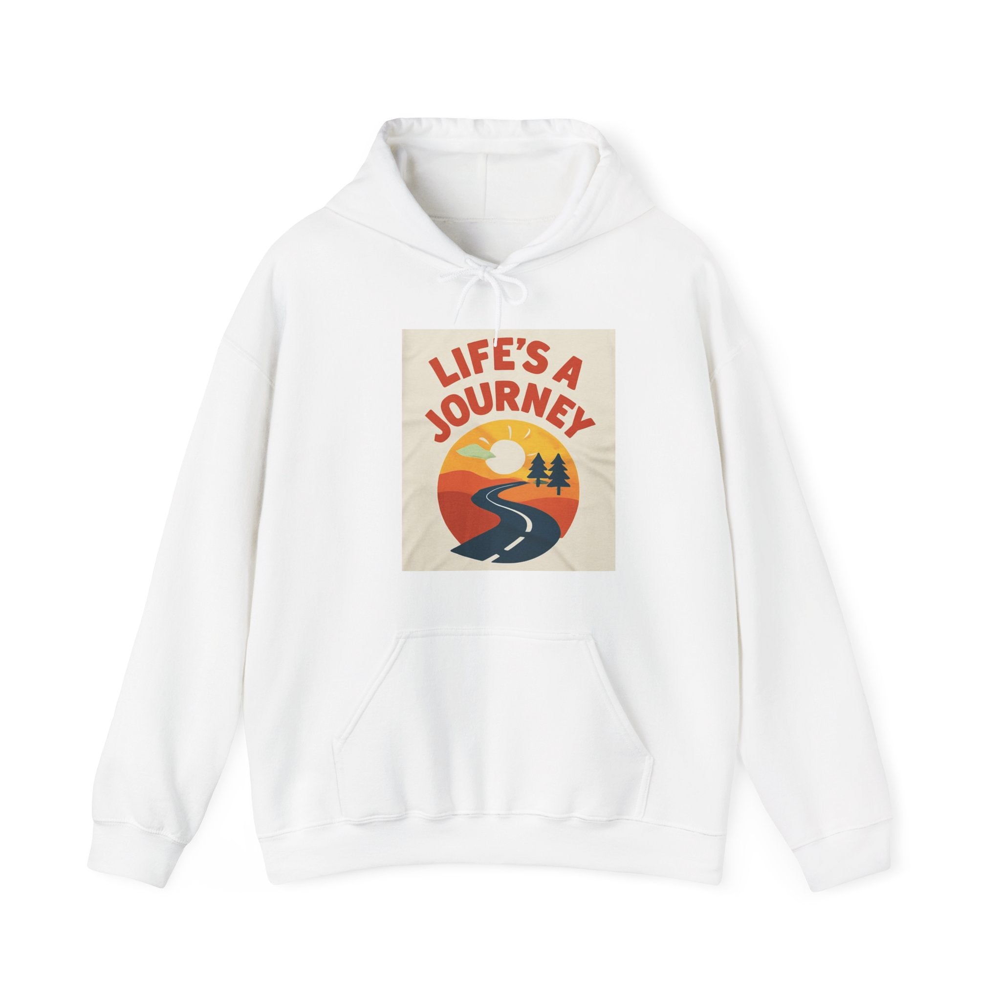 Life’s a Journey Hoodie – Retro Road Sunset Graphic Hooded Sweatshirt