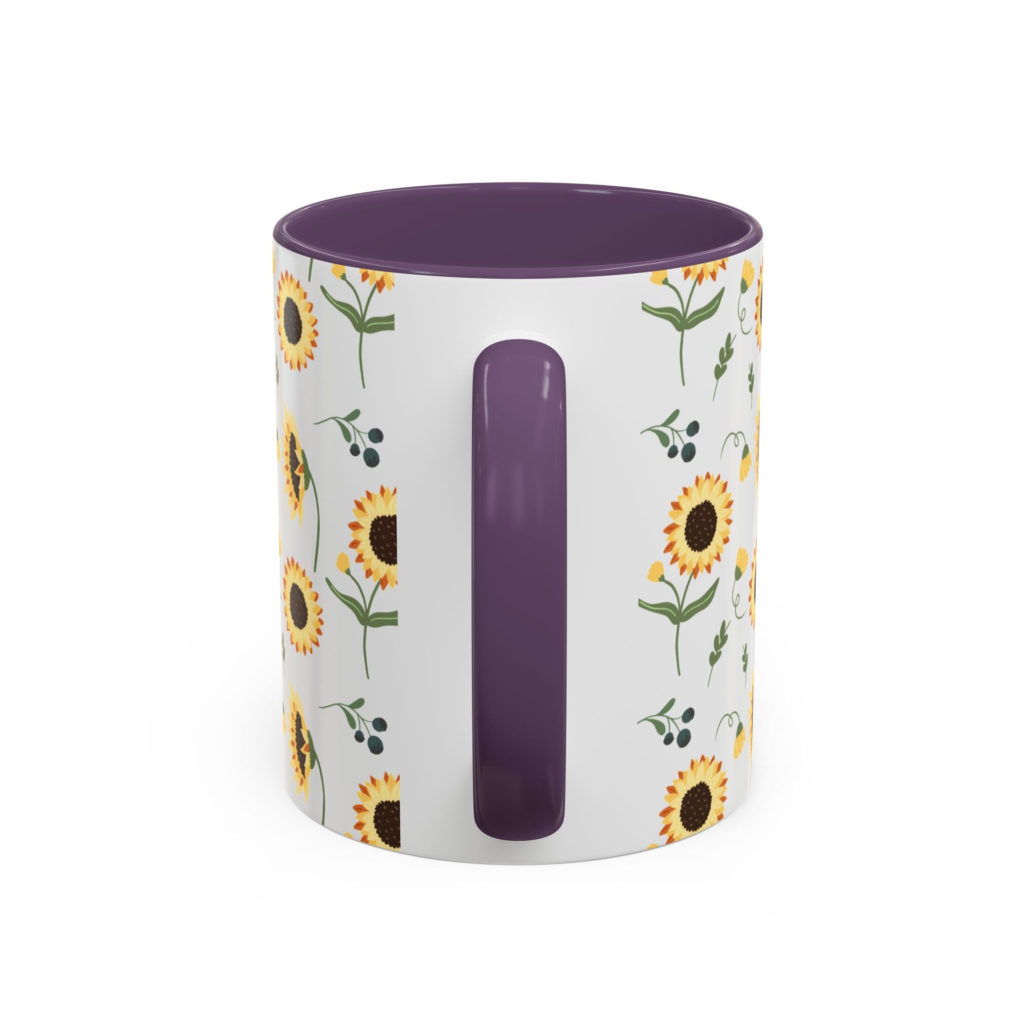 Sunflower Pattern Accent Coffee Mug — 11/15oz Ceramic Mug