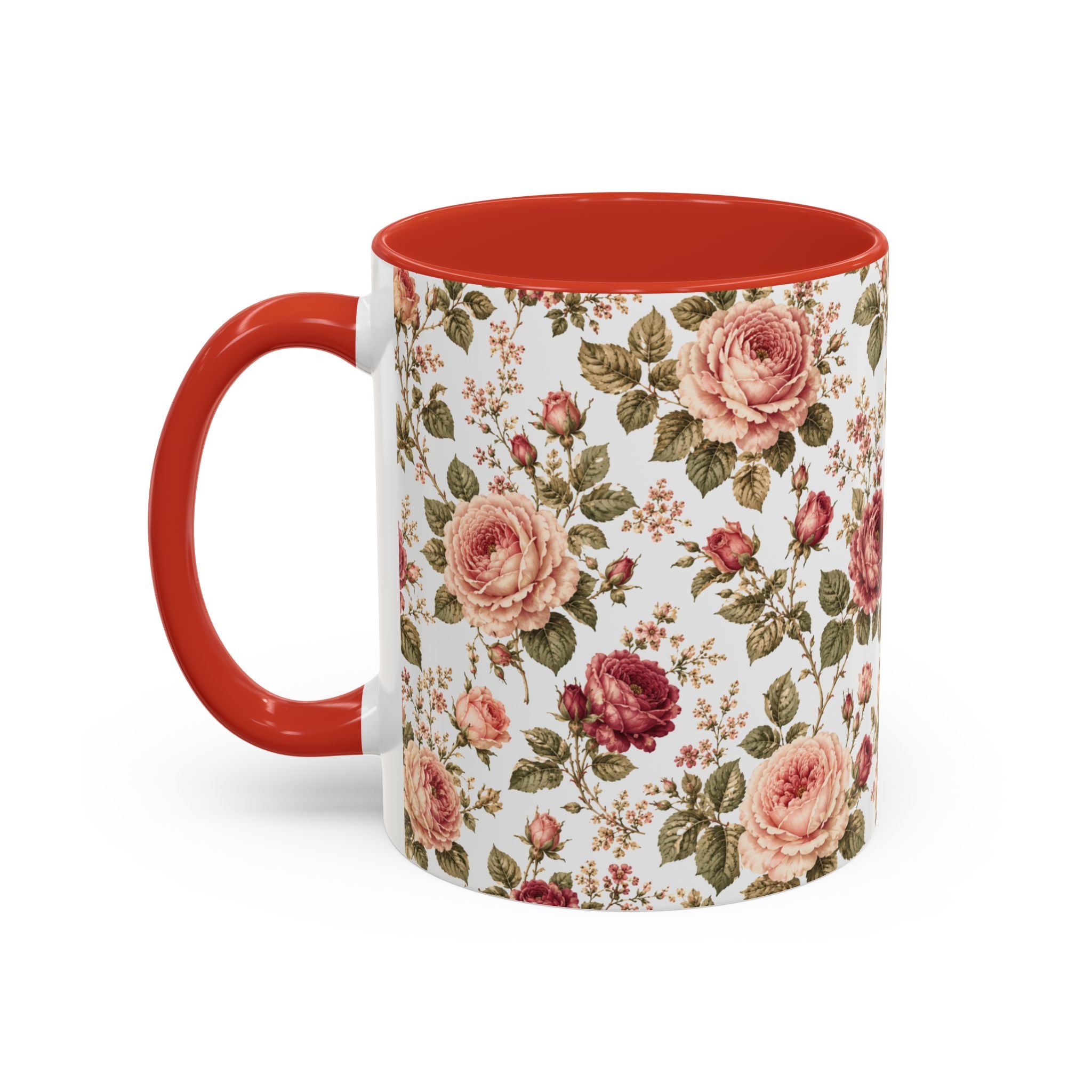 Floral Rose Accent Coffee Mug — Vintage Garden 11/15oz