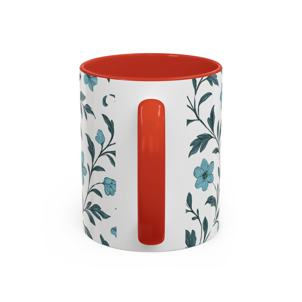 Teal Floral Accent Coffee Mug (11/15oz) – Ceramic Tea & Coffee Cup