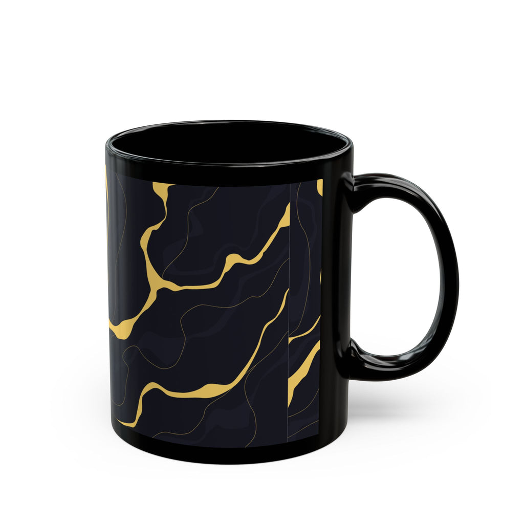 Black Marble Gold Accent Mug — Elegant 11oz/15oz Coffee Cup